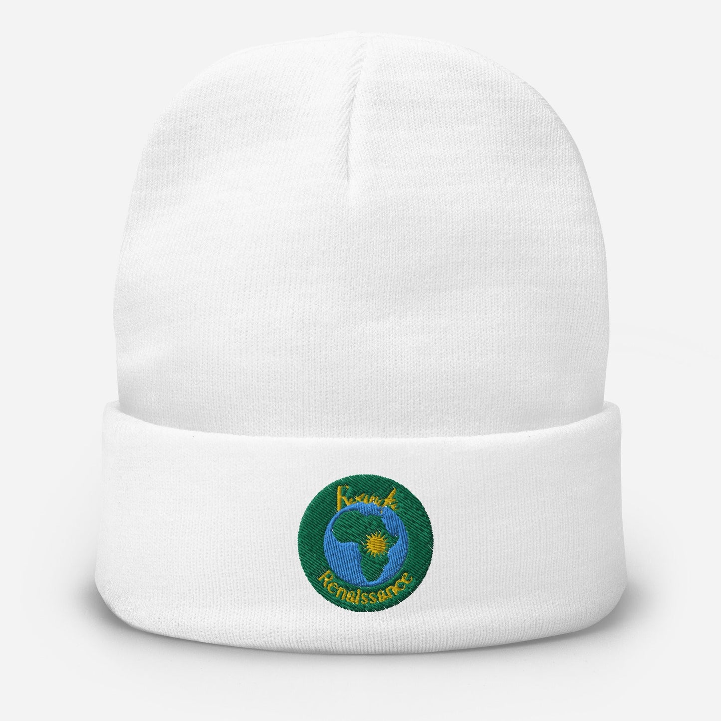 RwandaRenaissance Embroidered Beanie | Logo in White