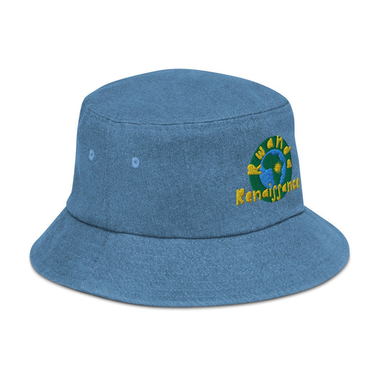 RwandaRenaissance Embroidered Logo Denim Bucket Hat - Multiple Denim Shades Light Denim