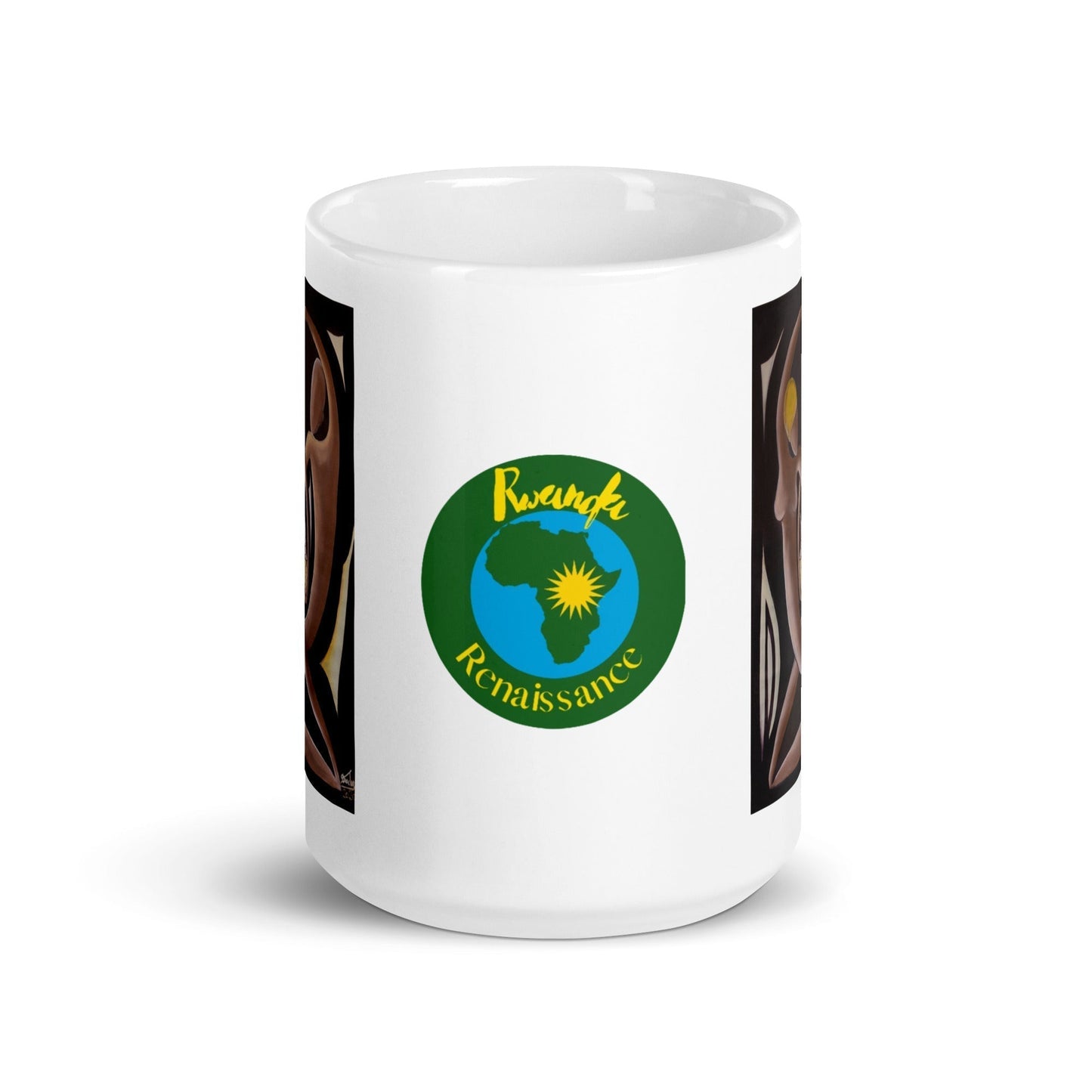 RwandaRenaissance - Love and Connection - Intertwined Figures Mug From an original oil painting by Diodey. Exclusive to RwandaRenaissance. 15 oz