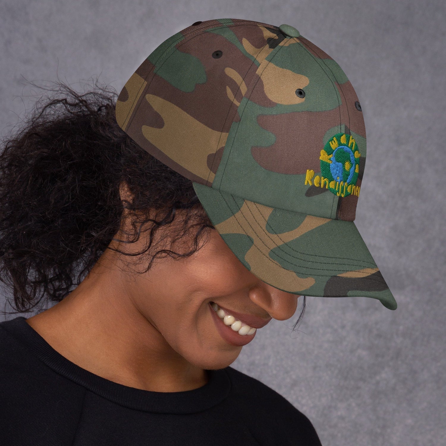 RwandaRenaissance Embroidered Logo Baseball Cap - Multiple Colors in Green Camo by Rwanda Renaissance