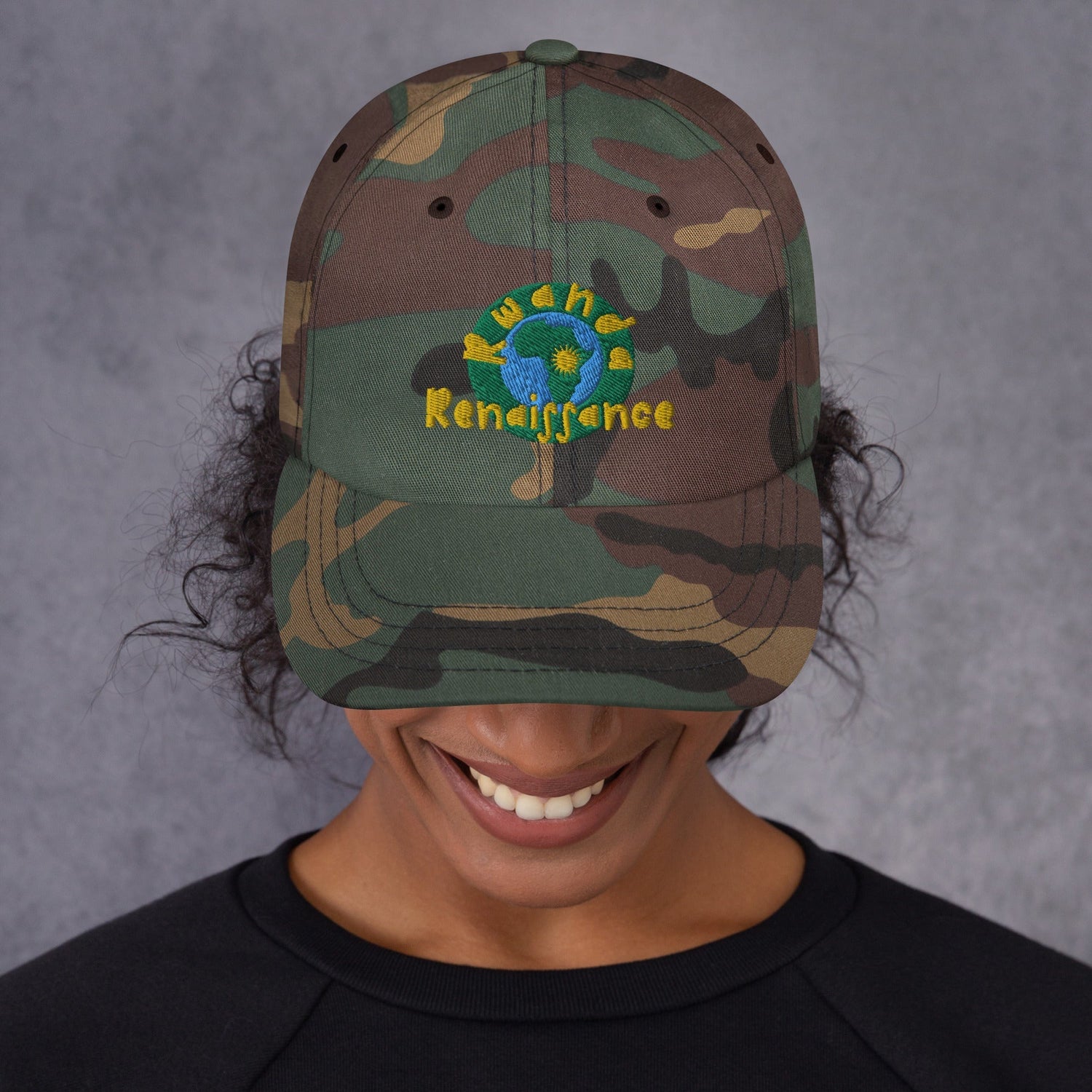 RwandaRenaissance Embroidered Logo Baseball Cap - Multiple Colors in Green Camo by Rwanda Renaissance