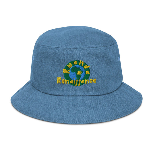 RwandaRenaissance Embroidered Logo Denim Bucket Hat - Multiple Denim Shades Light Denim