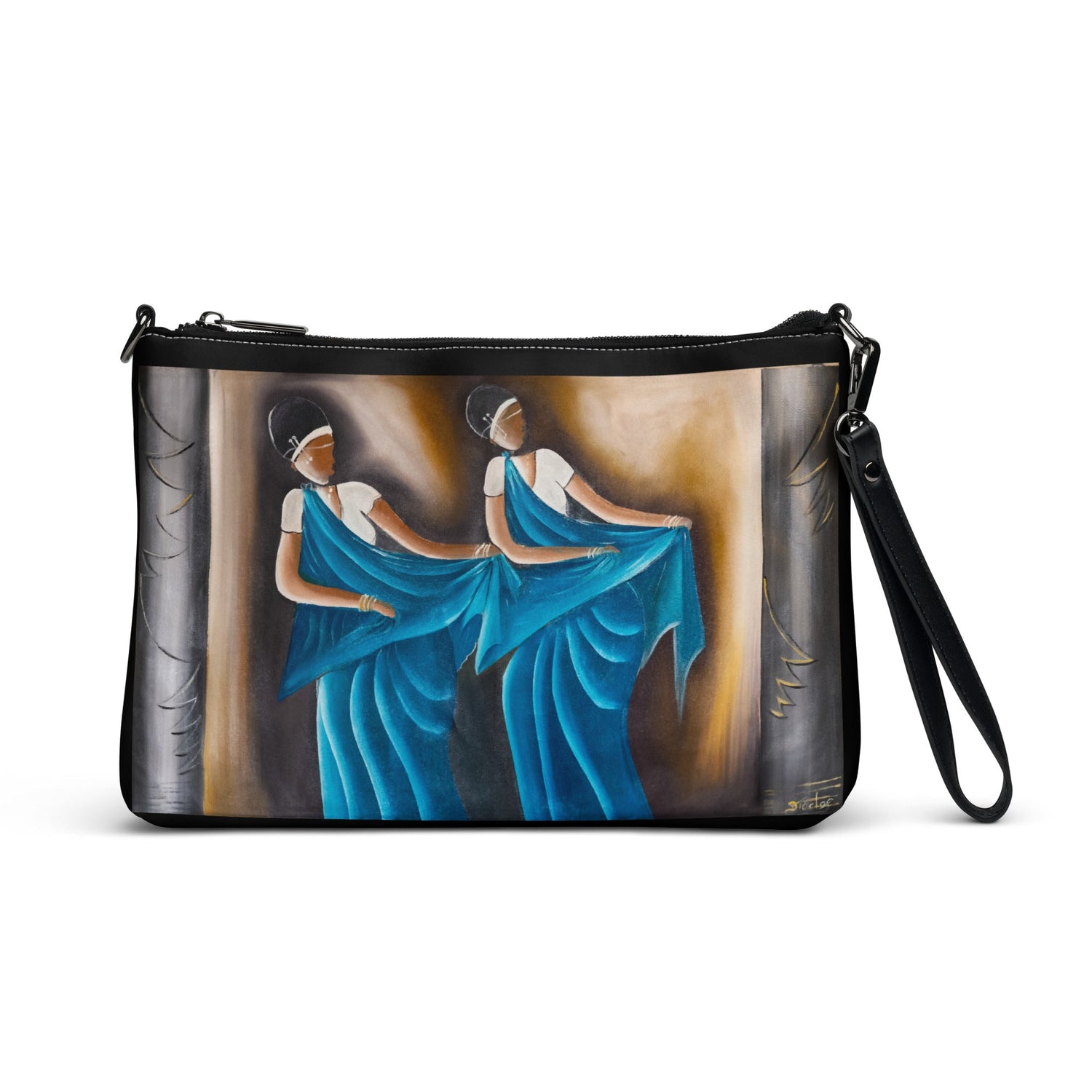 RwandaRenaissance Faux Leather Crossbody Bag - Sisters in Blue Costume