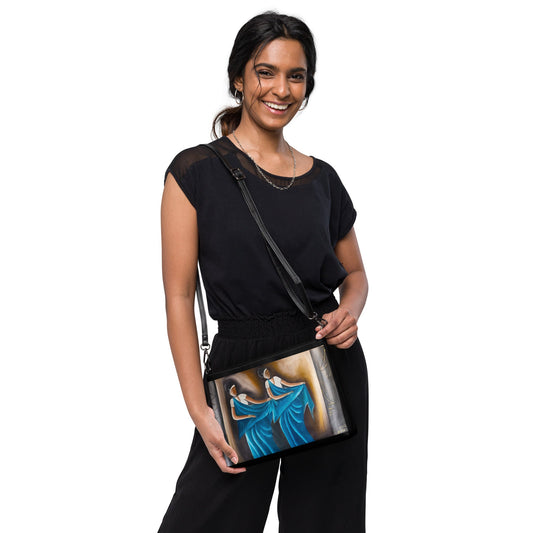 RwandaRenaissance Faux Leather Crossbody Bag - Sisters in Blue Costume