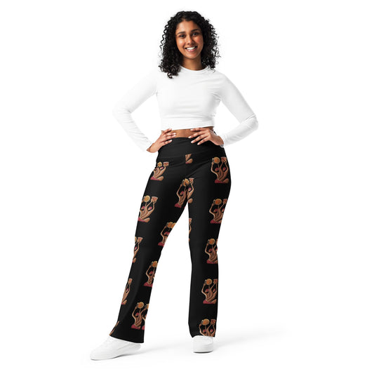 RwandaRenaissance Flare Leggings - Unity and Peace - Featuring 'Pot makers' from an original oil painting by Diodey. Exclusive to RwandaRenaissance