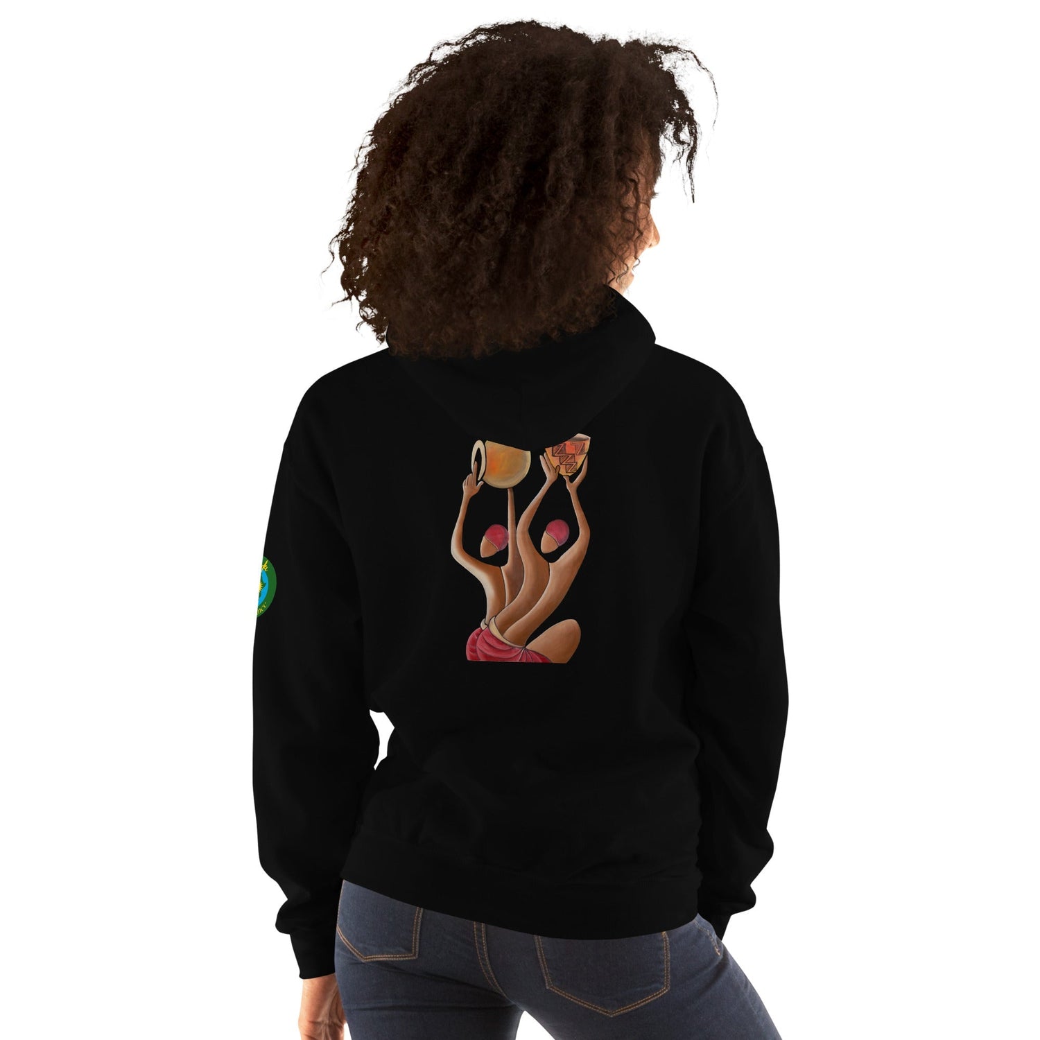 RwandaRenaissance Hoodie - Unity and Peace - Pot Makers | Back Artwork in Black