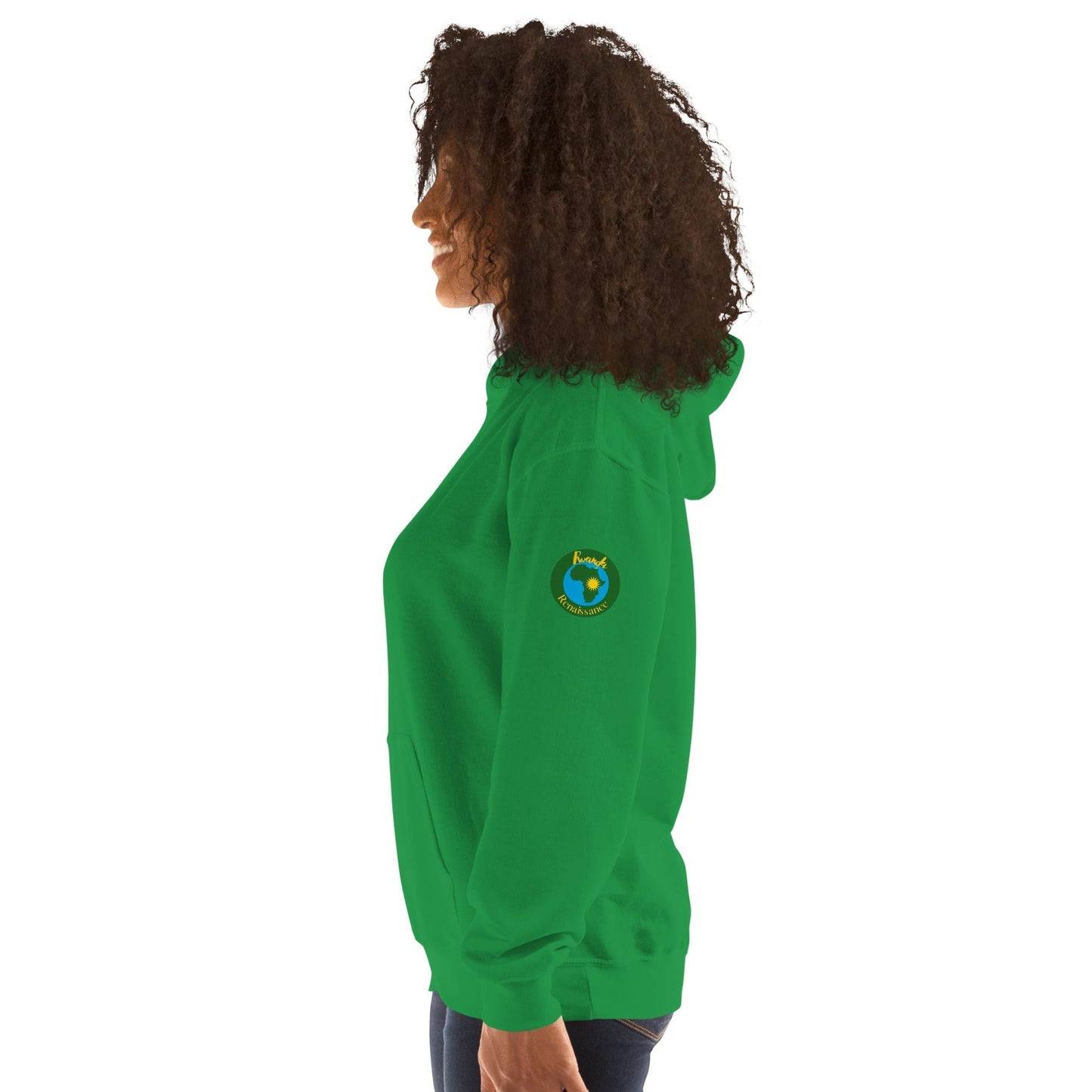 RwandaRenaissance Hoodie - Unity and Peace - Pot Makers | Back Artwork in Irish Green