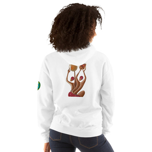 RwandaRenaissance Hoodie - Unity and Peace - Pot Makers | Back Artwork in White