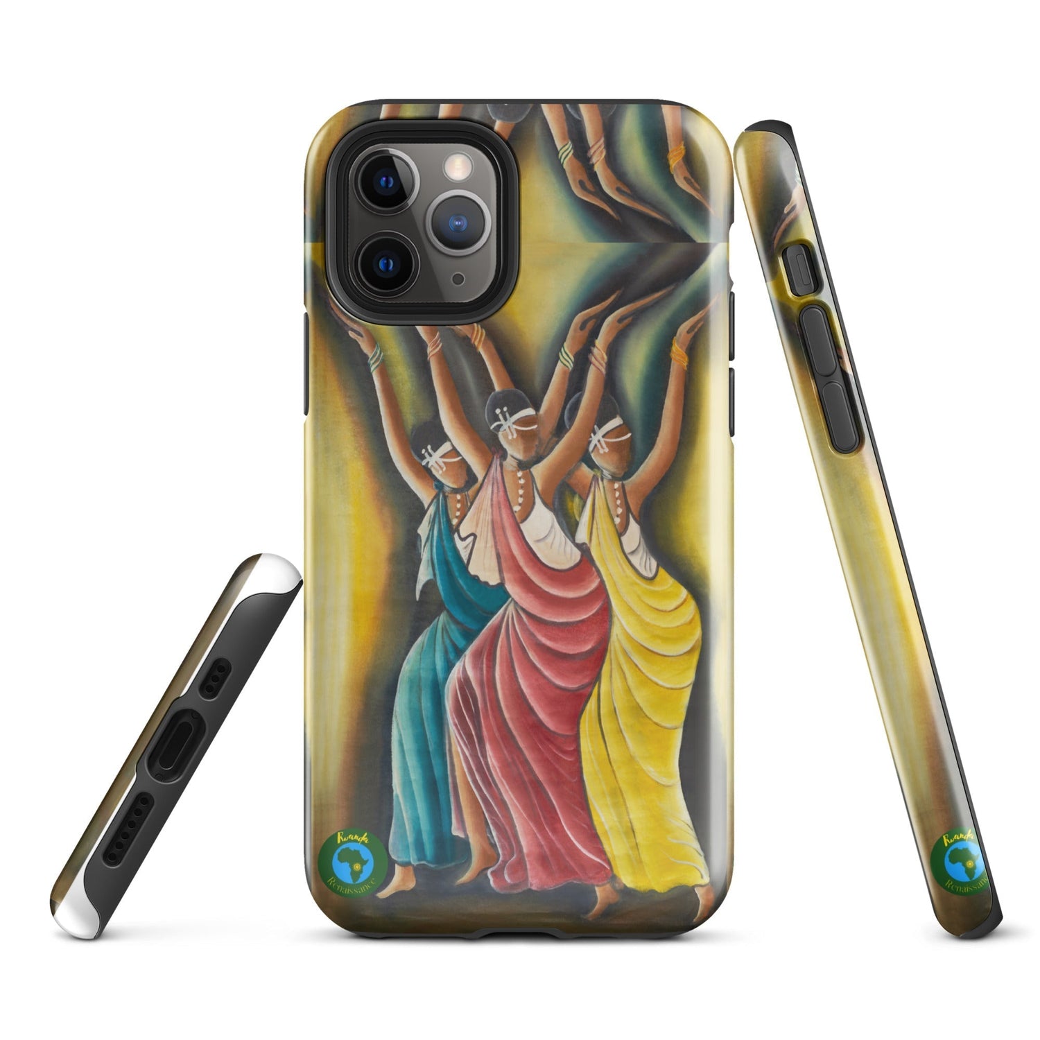 RwandaRenaissance iPhone Tough Case - Elegance in Motion - Angelic Amaraba Dance. From an original oil painting by Diodey. Exclusive to RwandaRenaissance.iPhone 11 Pro