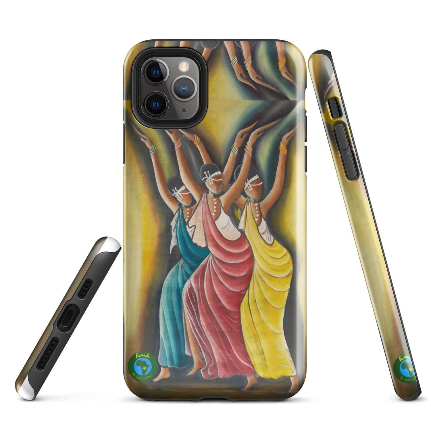 RwandaRenaissance iPhone Tough Case - Elegance in Motion - Angelic Amaraba Dance. From an original oil painting by Diodey. Exclusive to RwandaRenaissance.iPhone 11 Pro Max