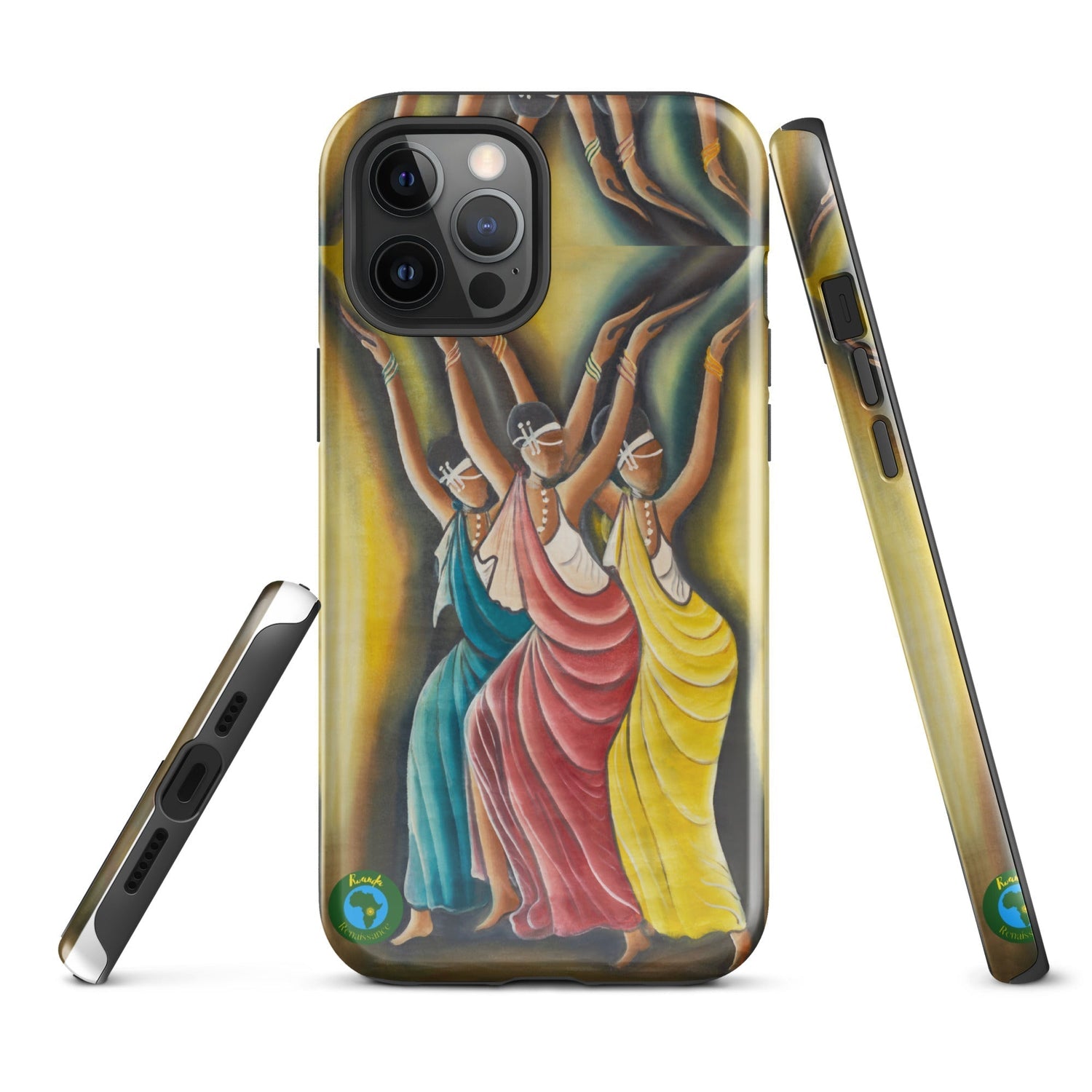 RwandaRenaissance iPhone Tough Case - Elegance in Motion - Angelic Amaraba Dance. From an original oil painting by Diodey. Exclusive to RwandaRenaissance.iPhone 12 Pro Max