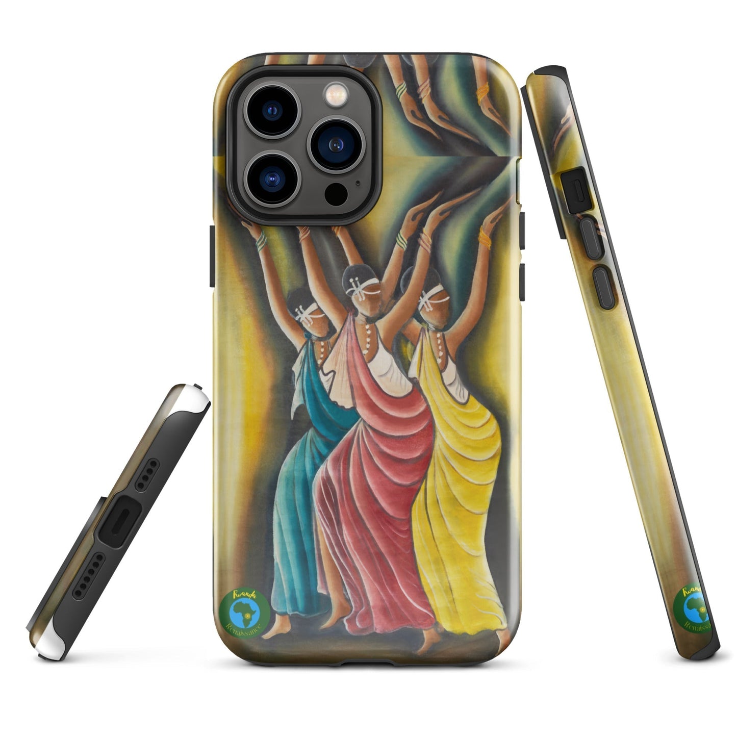 RwandaRenaissance iPhone Tough Case - Elegance in Motion - Angelic Amaraba Dance. From an original oil painting by Diodey. Exclusive to RwandaRenaissance.iPhone 13 Pro Max