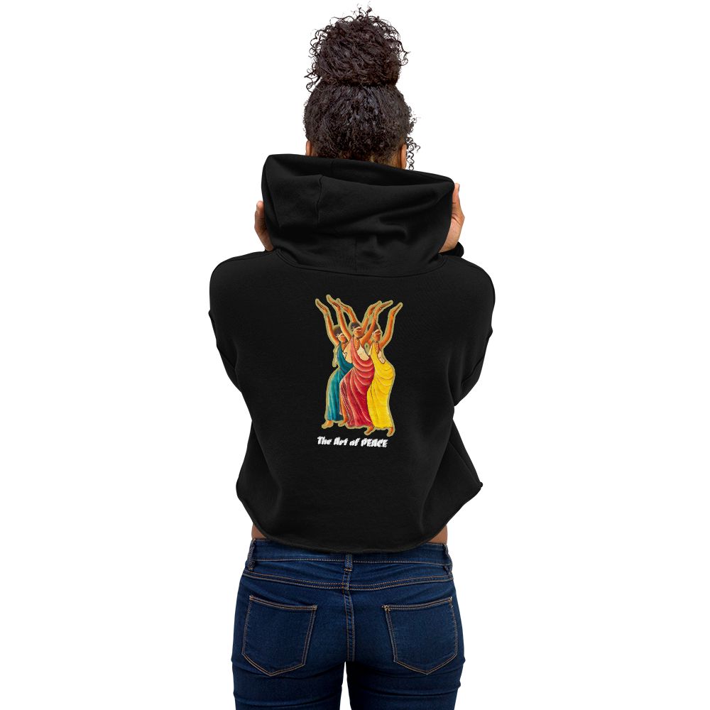 RwandaRenaissance Limited-First Edition Crop Top Hoodie – Amaraba Dancers | Embroidered Front Logo & Sleeve in Black