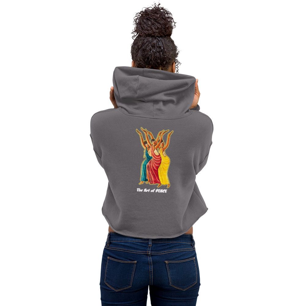 RwandaRenaissance Limited-First Edition Crop Top Hoodie – Amaraba Dancers | Embroidered Front Logo & Sleeve in Storm