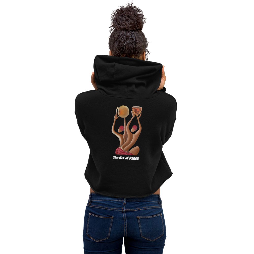 RwandaRenaissance Limited-First Edition Crop Top Hoodie – Pot Makers | Embroidered Front Logo & Sleeve in Black