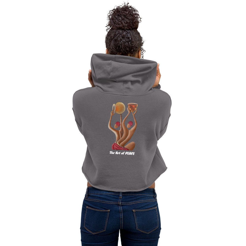 RwandaRenaissance Limited-First Edition Crop Top Hoodie – Pot Makers | Embroidered Front Logo & Sleeve in Storm