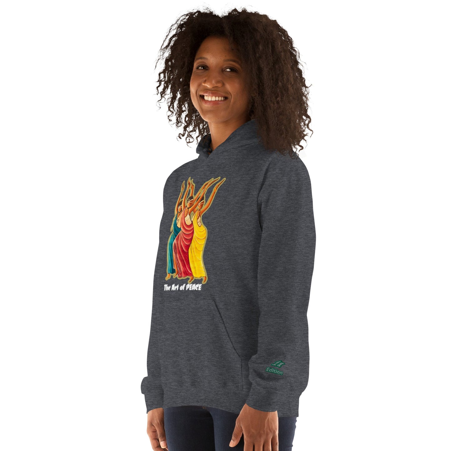 RwandaRenaissance Limited First Edition Hoodie | Amaraba Dance | Embroidered Sleeve & Neckline Logo in Dark Heather