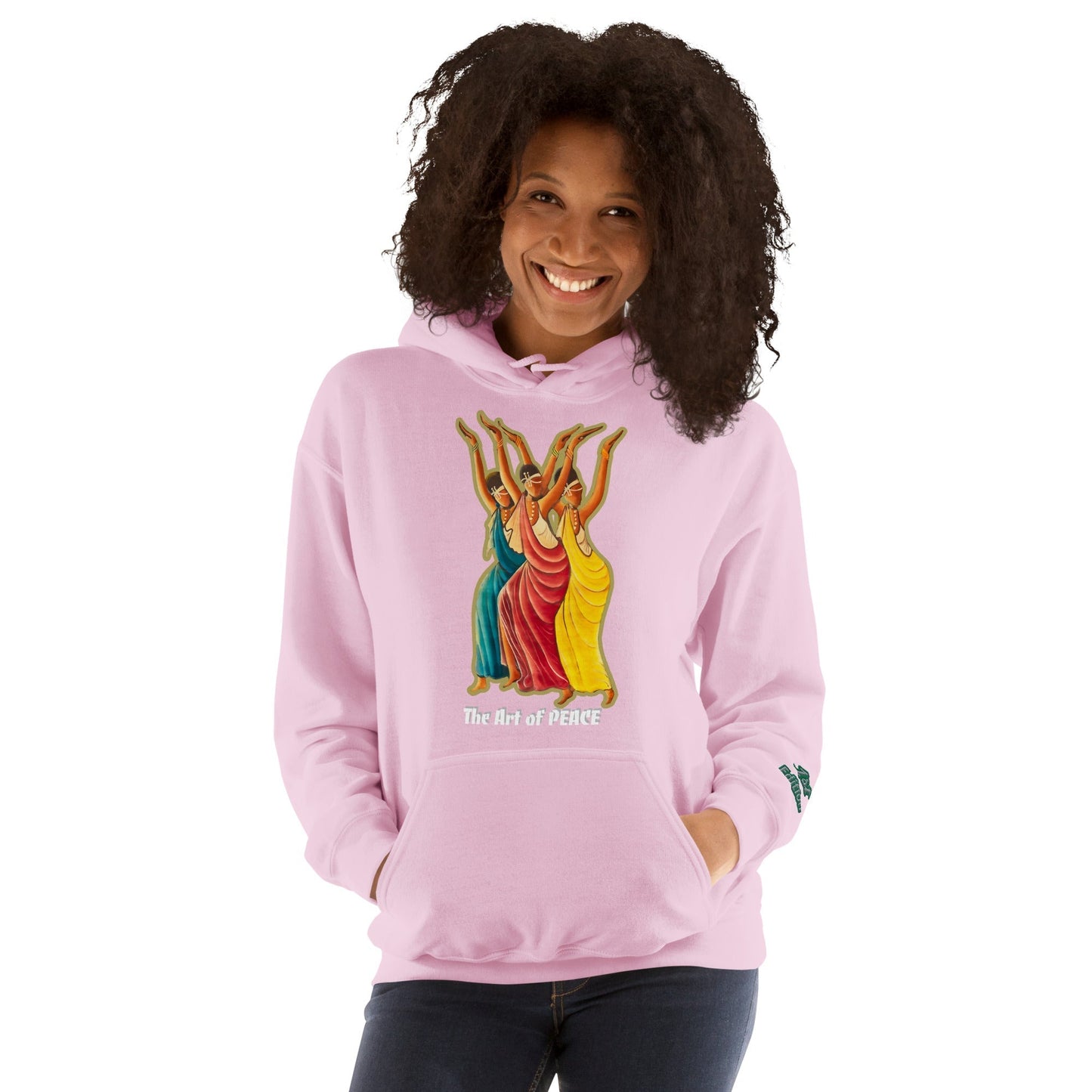 RwandaRenaissance Limited First Edition Hoodie | Amaraba Dance | Embroidered Sleeve & Neckline Logo in Light Pink