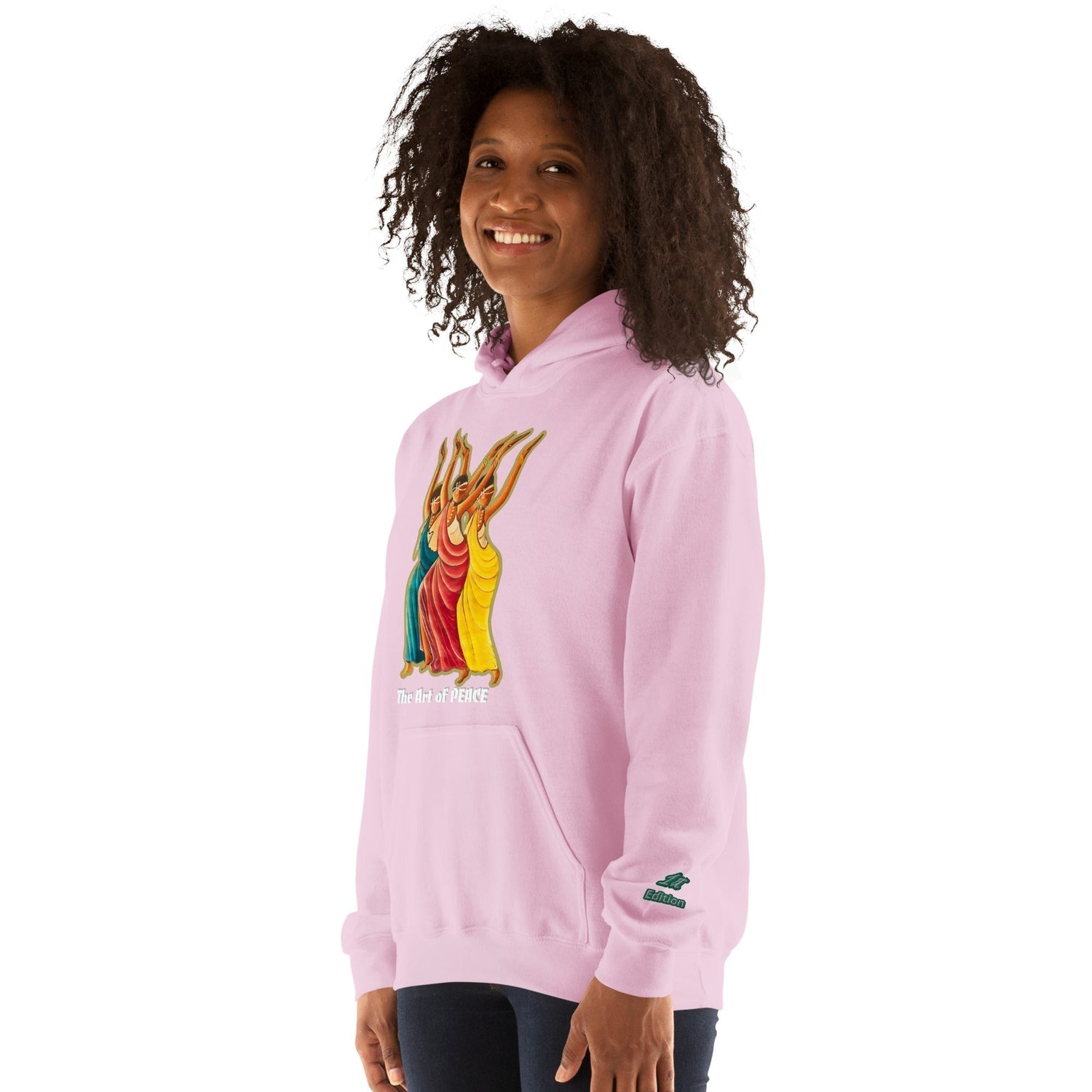 RwandaRenaissance Limited First Edition Hoodie | Amaraba Dance | Embroidered Sleeve & Neckline Logo in Light Pink