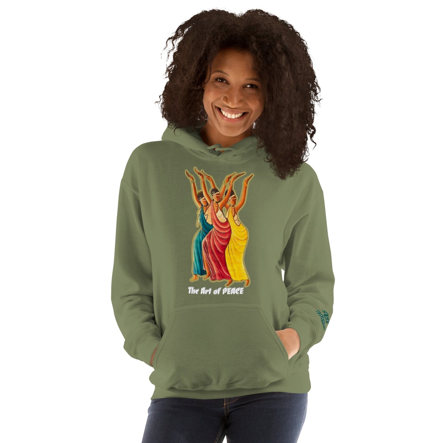 RwandaRenaissance Limited First Edition Hoodie | Amaraba Dance | Embroidered Sleeve & Neckline Logo in Military Green