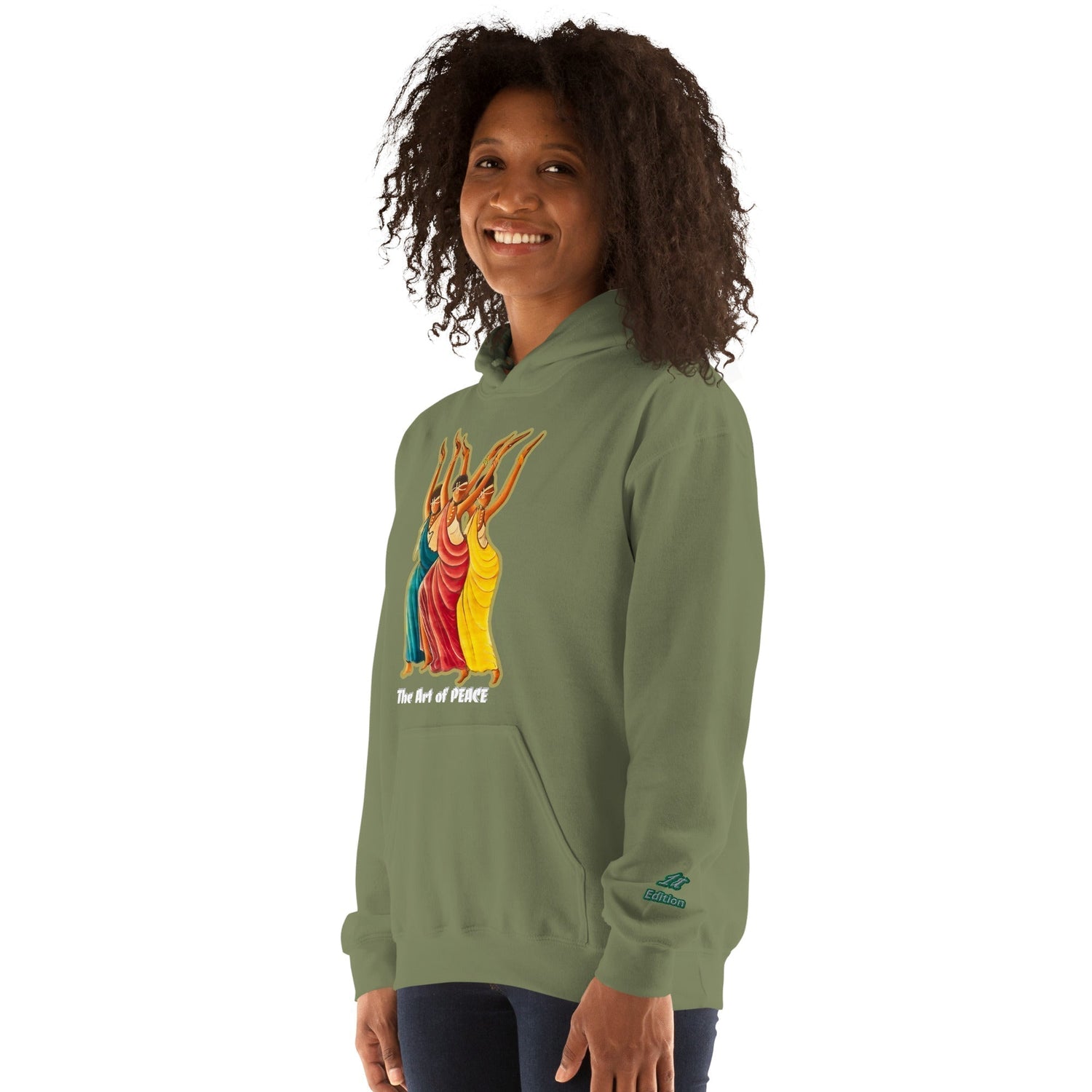 RwandaRenaissance Limited First Edition Hoodie | Amaraba Dance | Embroidered Sleeve & Neckline Logo in Military Green