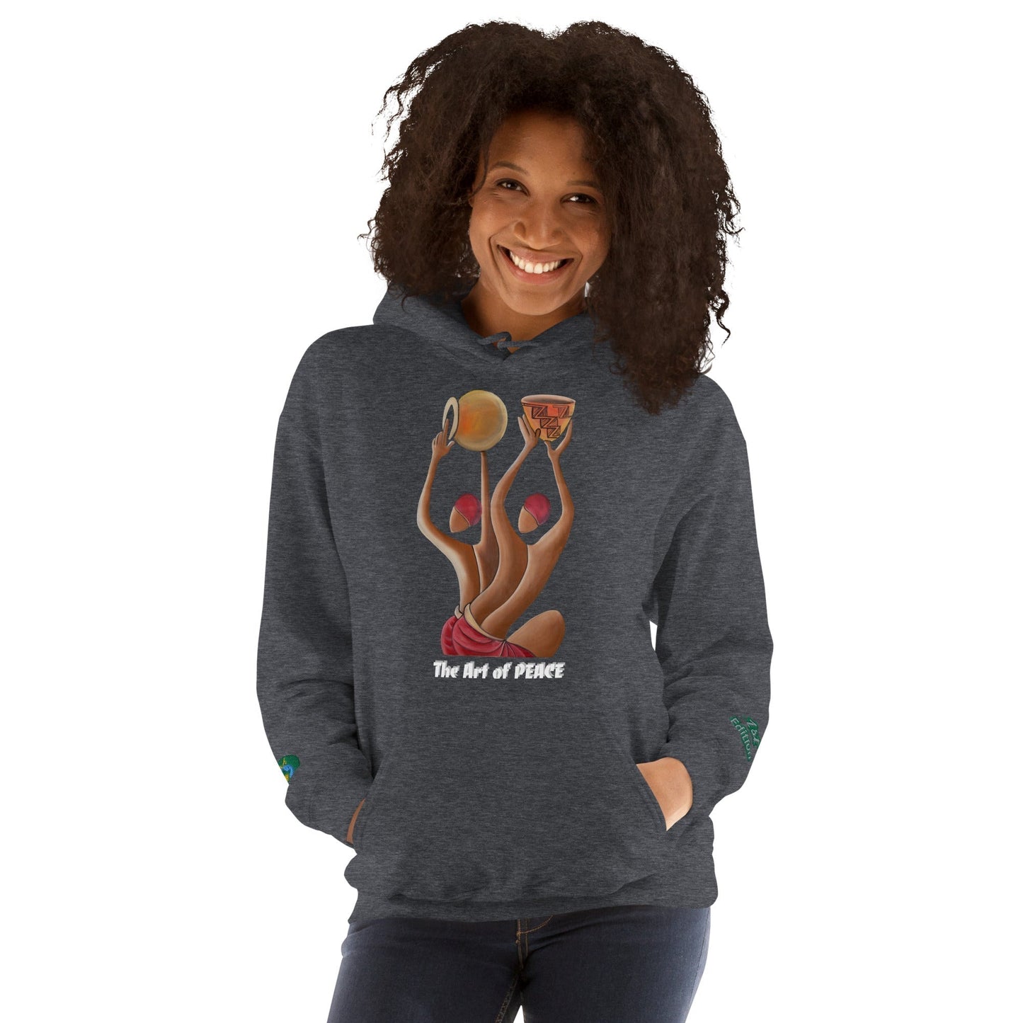 RwandaRenaissance Limited-First Edition Hoodie | Pot Makers | Embroidered Sleeves & Back Logo in Dark Heather