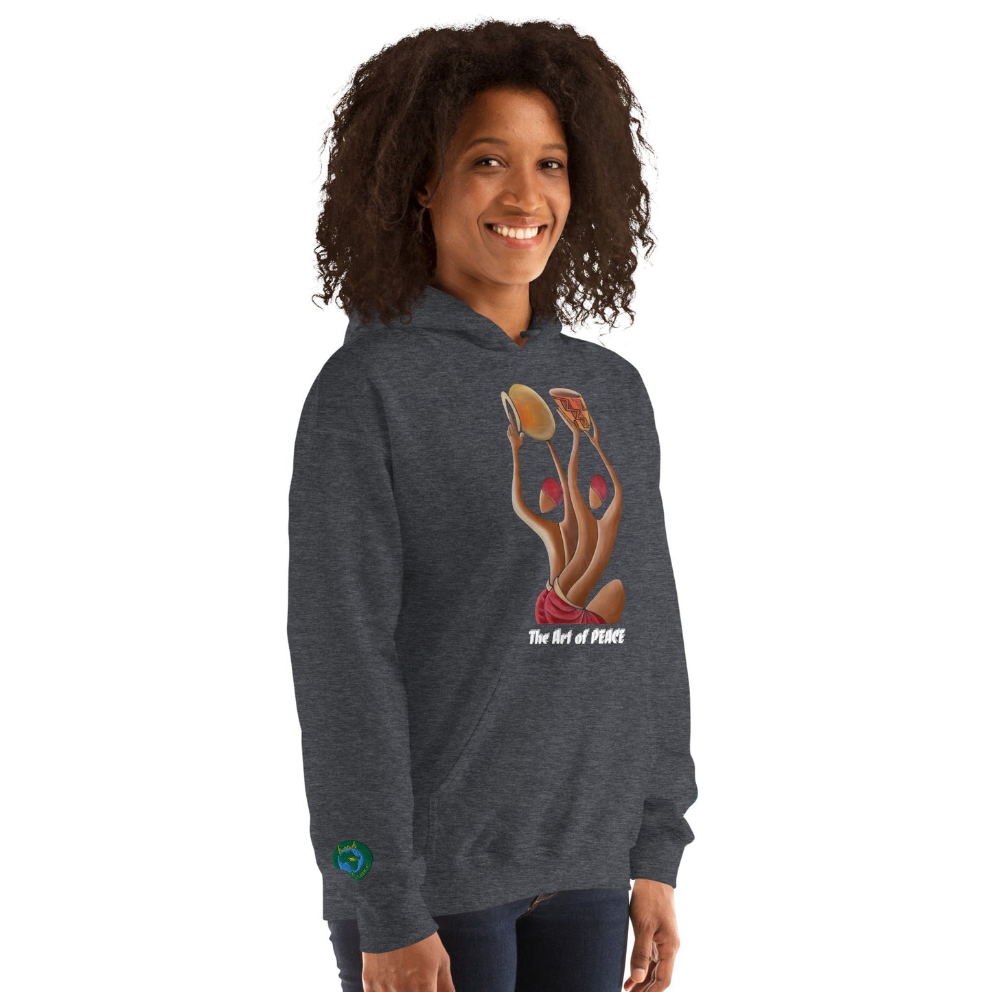 RwandaRenaissance Limited-First Edition Hoodie | Pot Makers | Embroidered Sleeves & Back Logo in Dark Heather