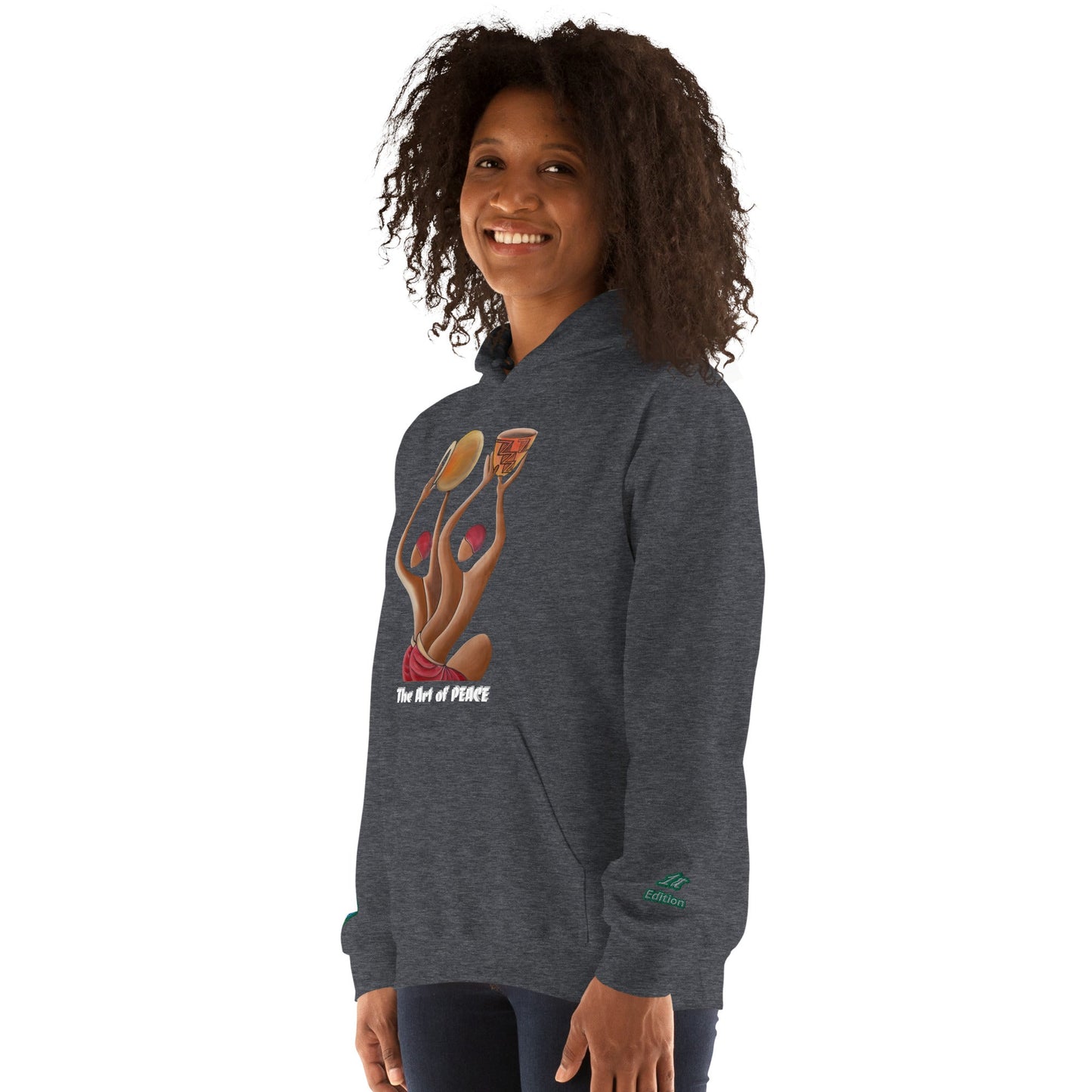 RwandaRenaissance Limited-First Edition Hoodie | Pot Makers | Embroidered Sleeves & Back Logo in Dark Heather