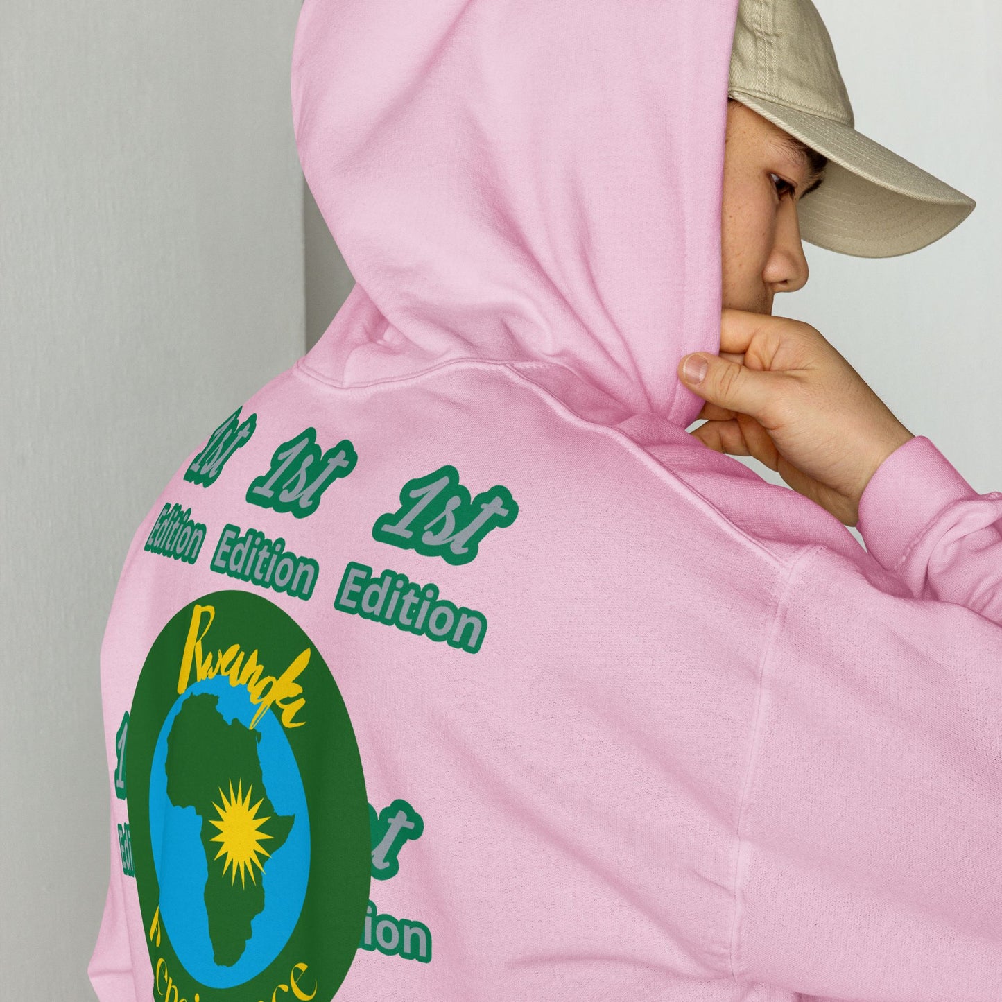 RwandaRenaissance Limited-First Edition Hoodie | Pot Makers | Embroidered Sleeves & Back Logo in Light Pink