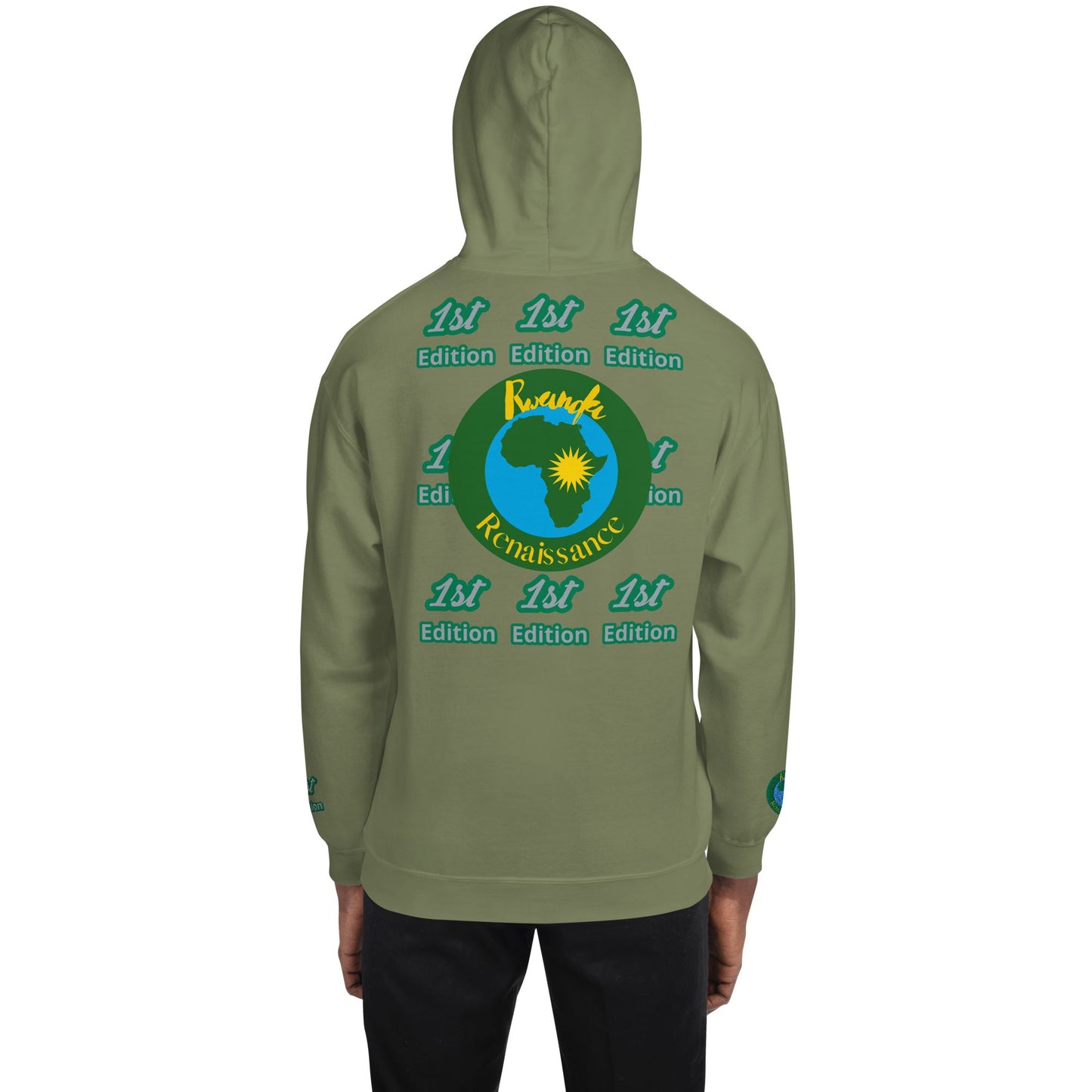 RwandaRenaissance Limited-First Edition Hoodie | Pot Makers | Embroidered Sleeves & Back Logo in Military Green