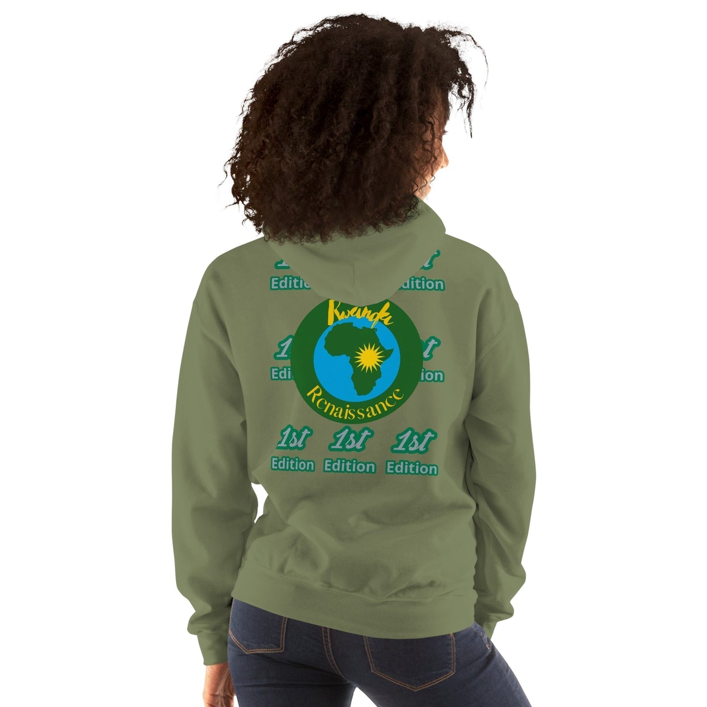 RwandaRenaissance Limited-First Edition Hoodie | Pot Makers | Embroidered Sleeves & Back Logo in Military Green