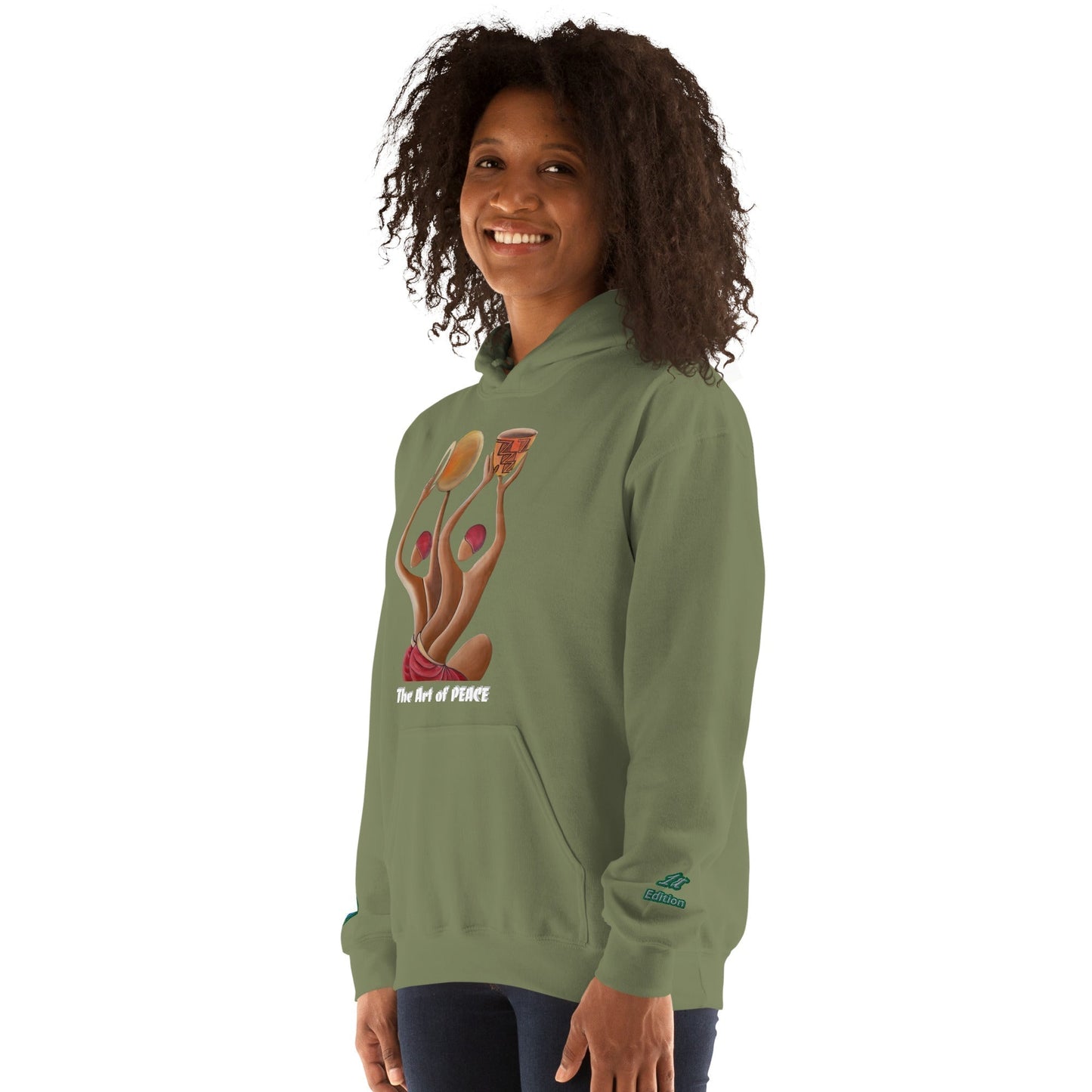 RwandaRenaissance Limited-First Edition Hoodie | Pot Makers | Embroidered Sleeves & Back Logo in Military Green