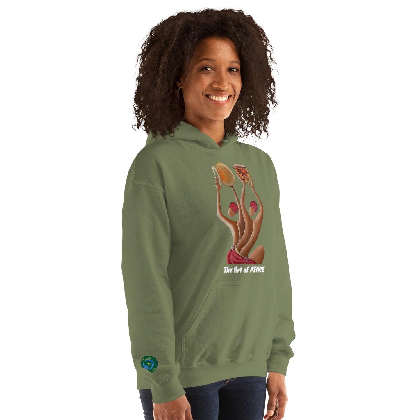 RwandaRenaissance Limited-First Edition Hoodie | Pot Makers | Embroidered Sleeves & Back Logo in Military Green