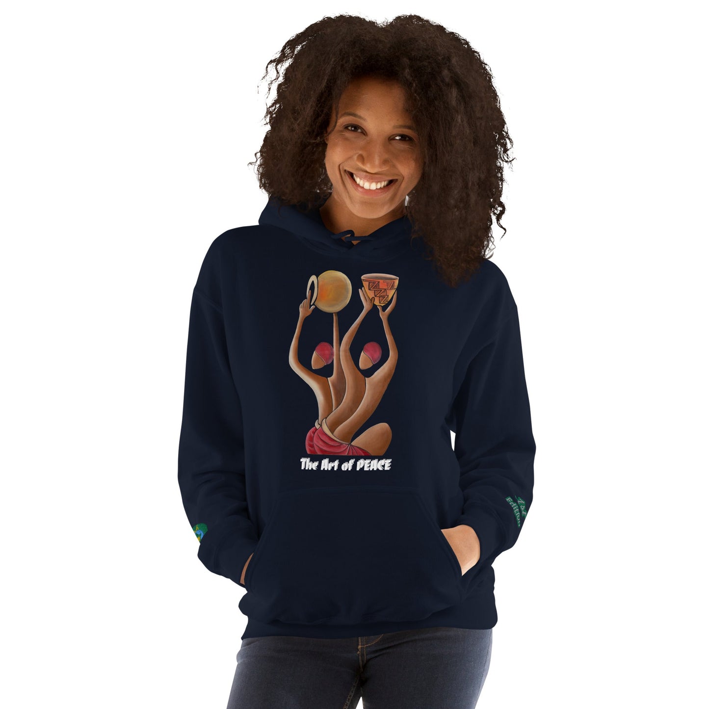 RwandaRenaissance Limited-First Edition Hoodie | Pot Makers | Embroidered Sleeves & Back Logo in Navy