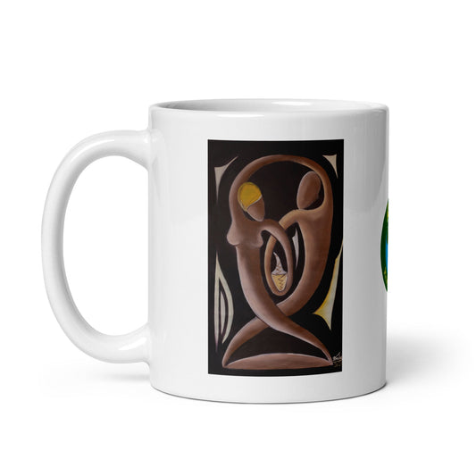 RwandaRenaissance - Love and Connection - Intertwined Figures Mug From an original oil painting by Diodey. Exclusive to RwandaRenaissance. 11 oz