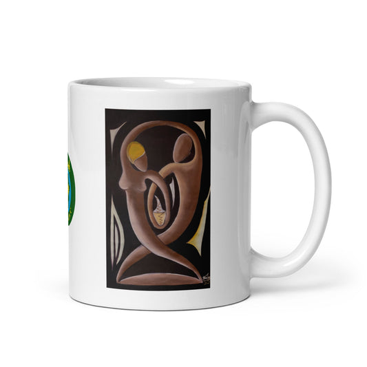 RwandaRenaissance - Love and Connection - Intertwined Figures Mug From an original oil painting by Diodey. Exclusive to RwandaRenaissance. 11 oz