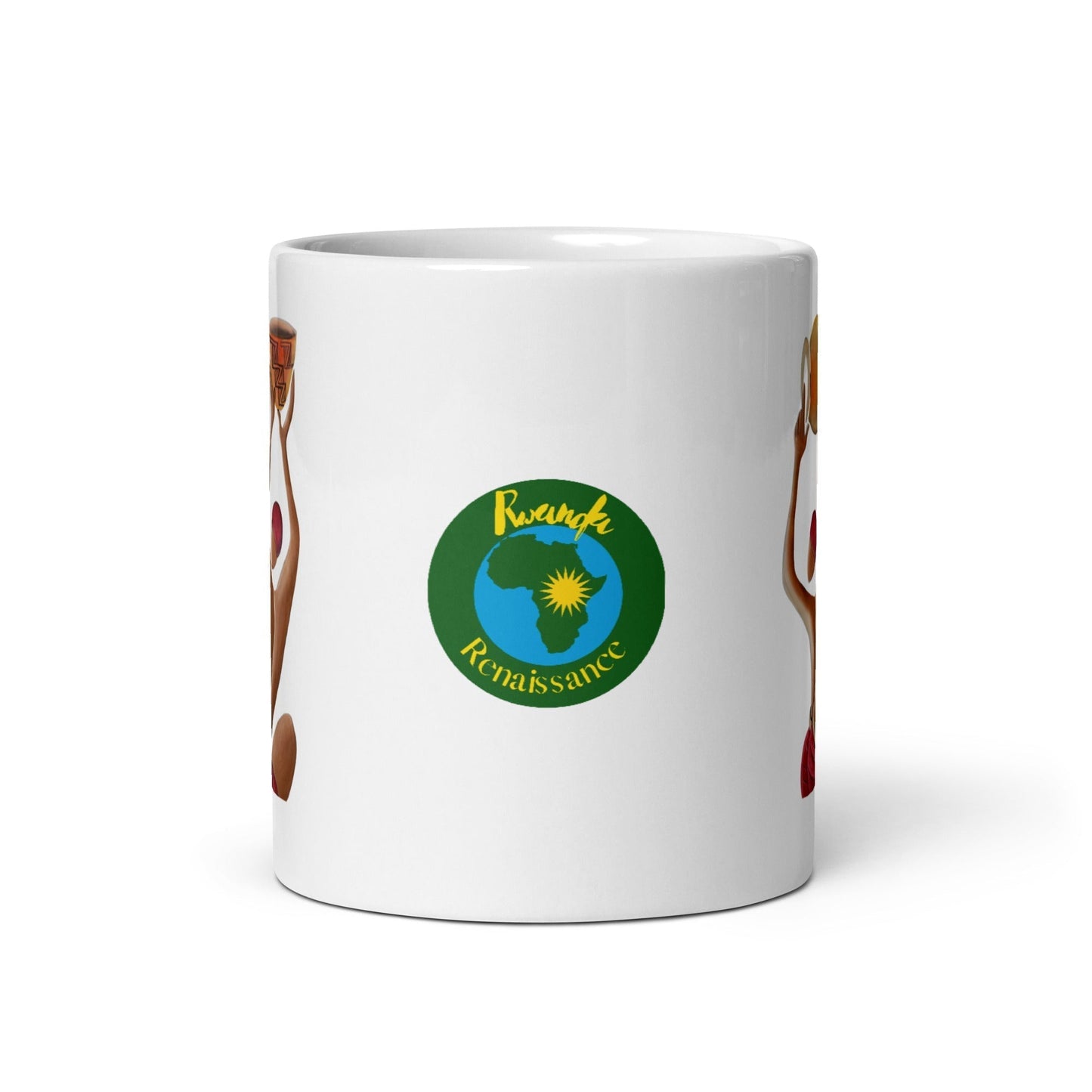 RwandaRenaissance Mug - Unity and Peace - Pot Makers. From an original oil painting by Diodey. Exclusive to RwandaRenaissance. 11 oz