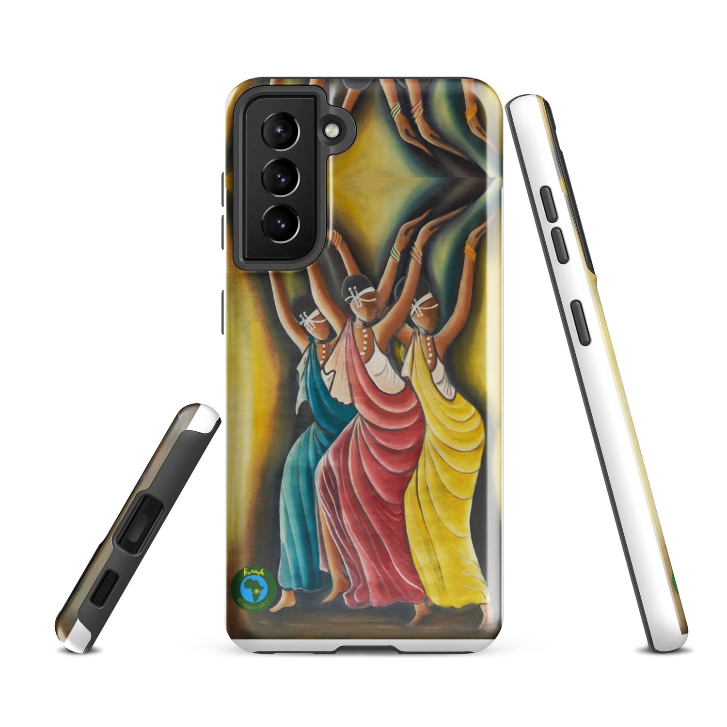 RwandaRenaissance Samsung Tough Case - Elegance in Motion - Angelic Amaraba Dance. From an original oil painting by Diodey. Exclusive to RwandaRenaissance.Samsung Galaxy S21 FE