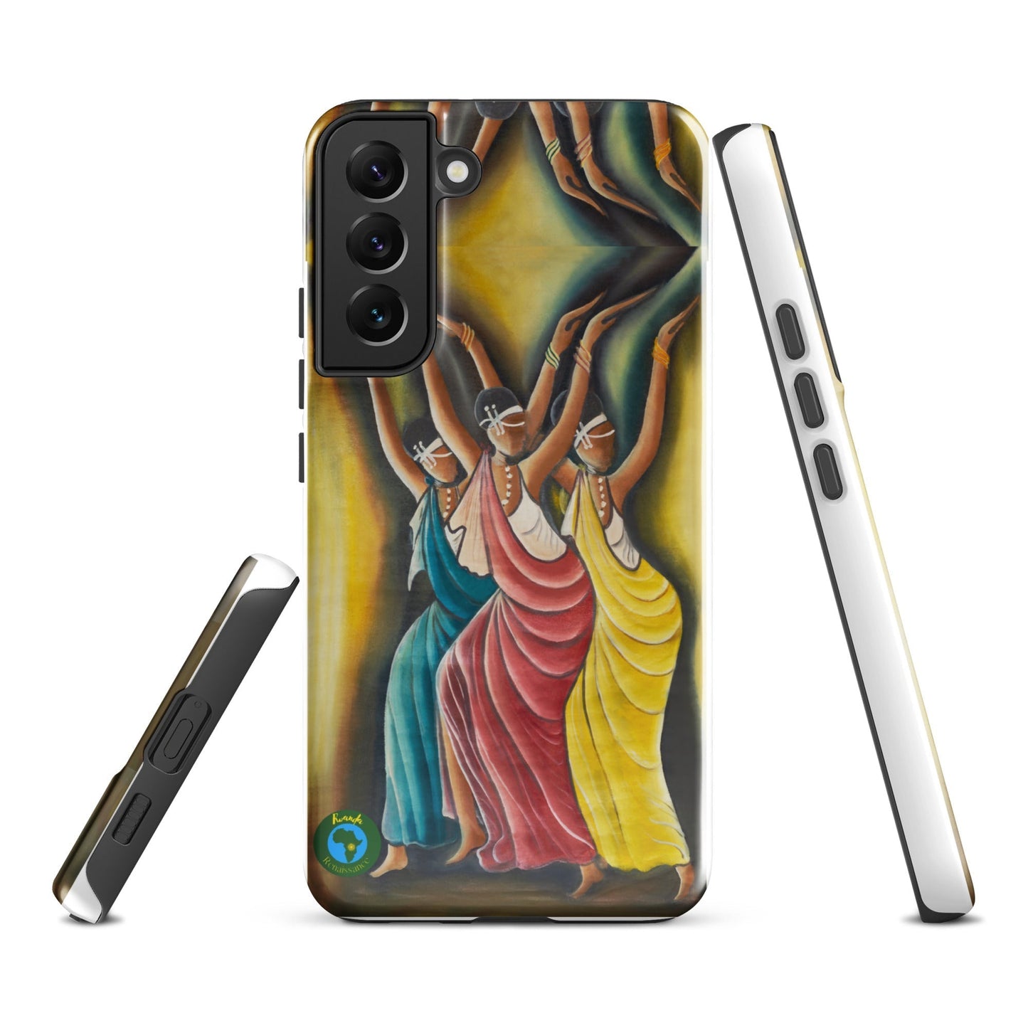 RwandaRenaissance Samsung Tough Case - Elegance in Motion - Angelic Amaraba Dance. From an original oil painting by Diodey. Exclusive to RwandaRenaissance.Samsung Galaxy S22 Plus