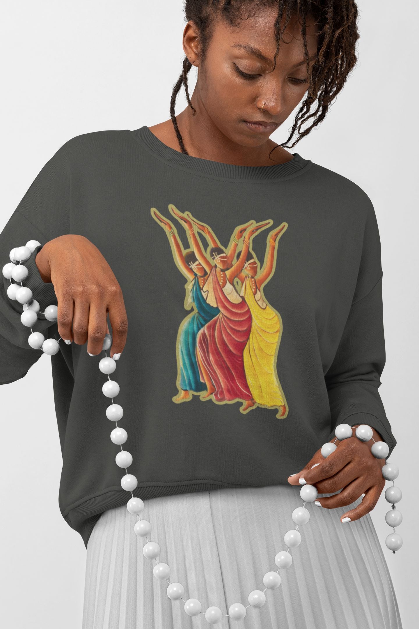 RwandaRenaissance Sweatshirt - Elegance in Motion - Amaraba Dance in Charcoal Heather