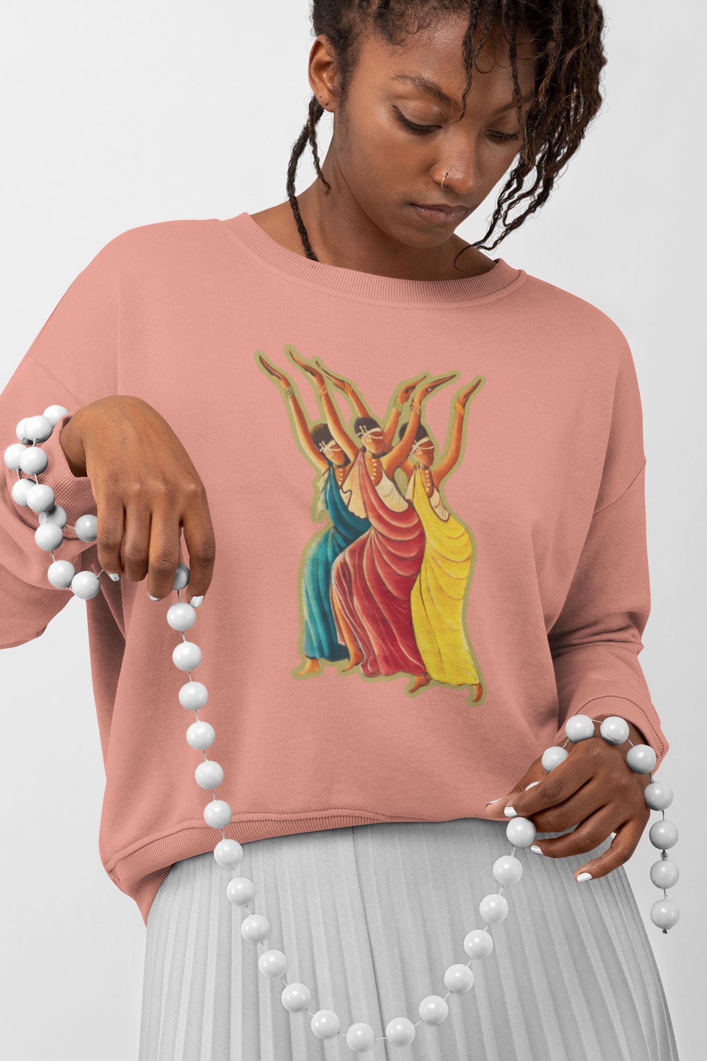 RwandaRenaissance Sweatshirt - Elegance in Motion - Amaraba Dance in Dusty Rose