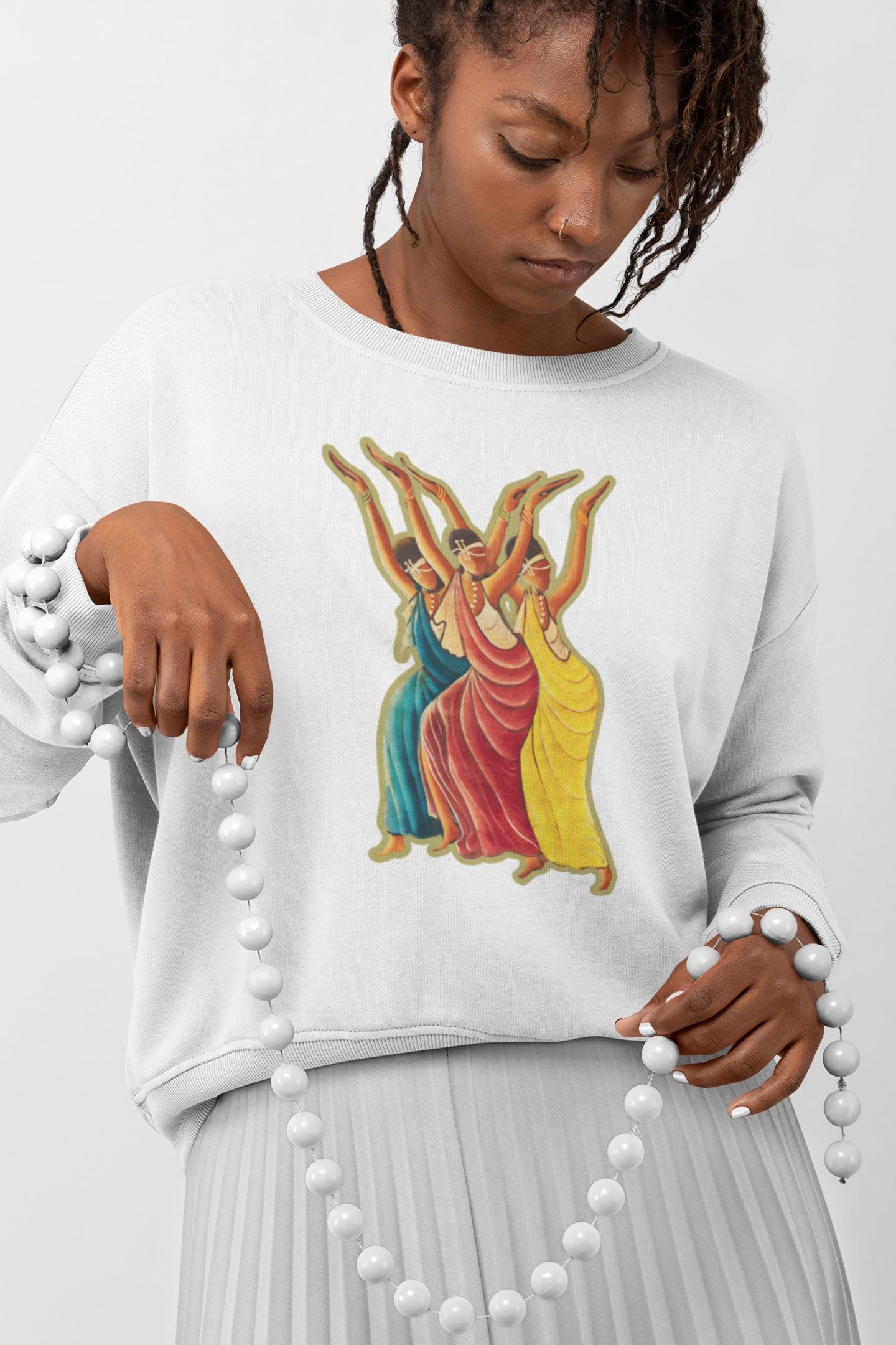 RwandaRenaissance Sweatshirt - Elegance in Motion - Amaraba Dance in White