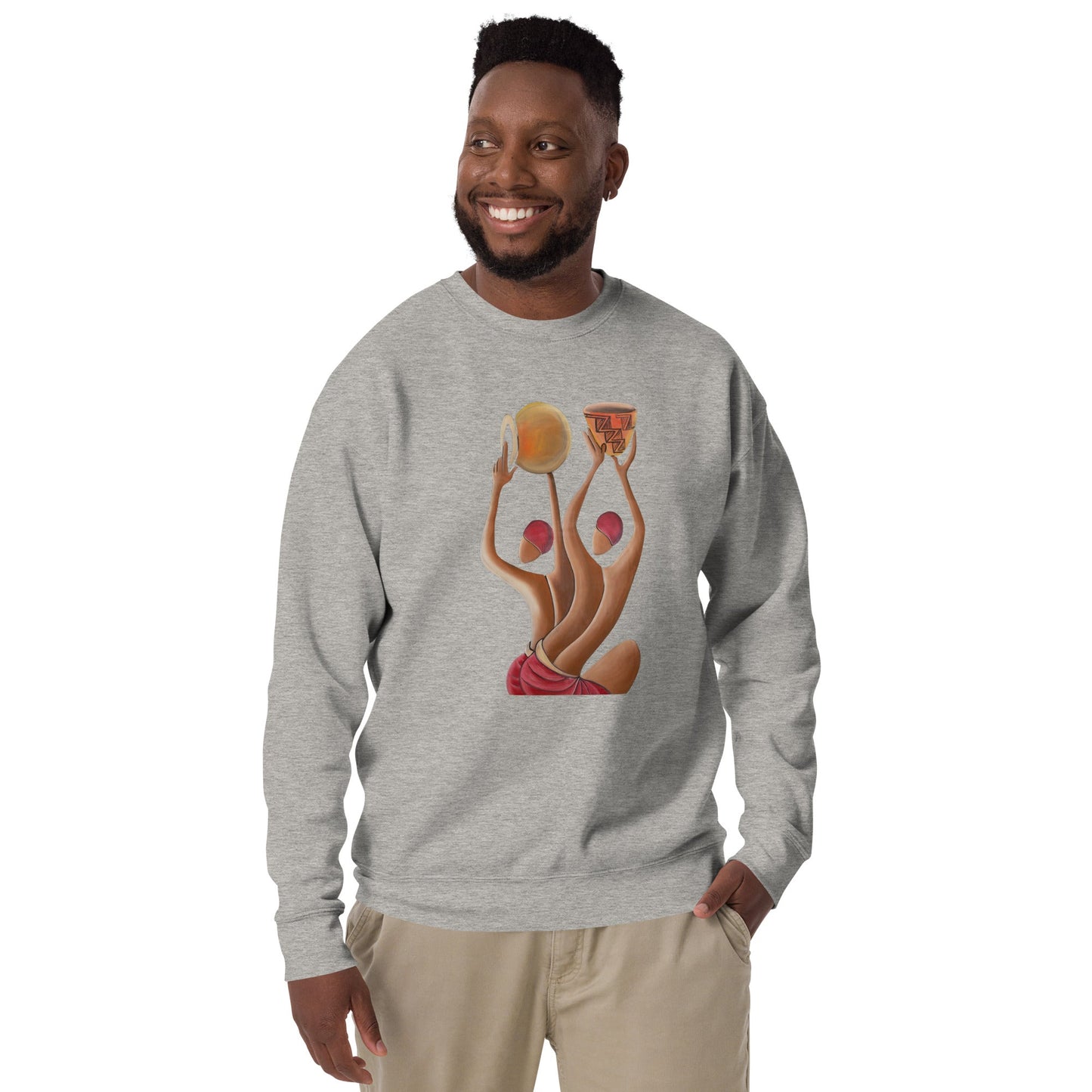 RwandaRenaissance Sweatshirt - Unity and Peace - Pot Makers in Carbon Grey