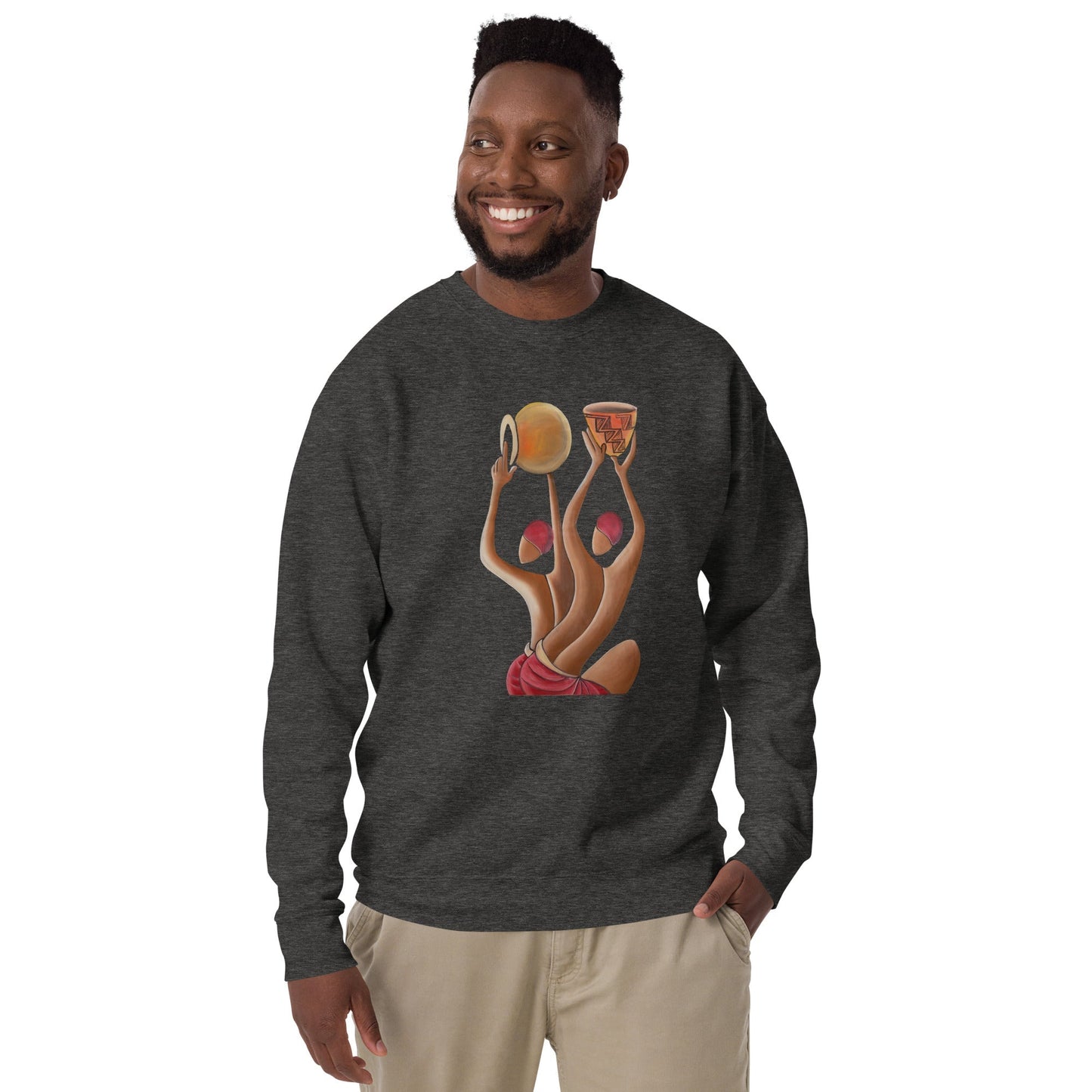 RwandaRenaissance Sweatshirt - Unity and Peace - Pot Makers in Charcoal Heather