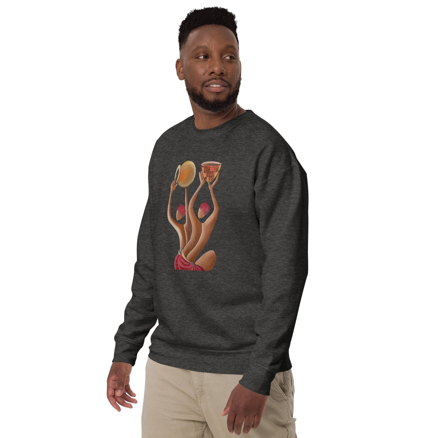 RwandaRenaissance Sweatshirt - Unity and Peace - Pot Makers in Charcoal Heather