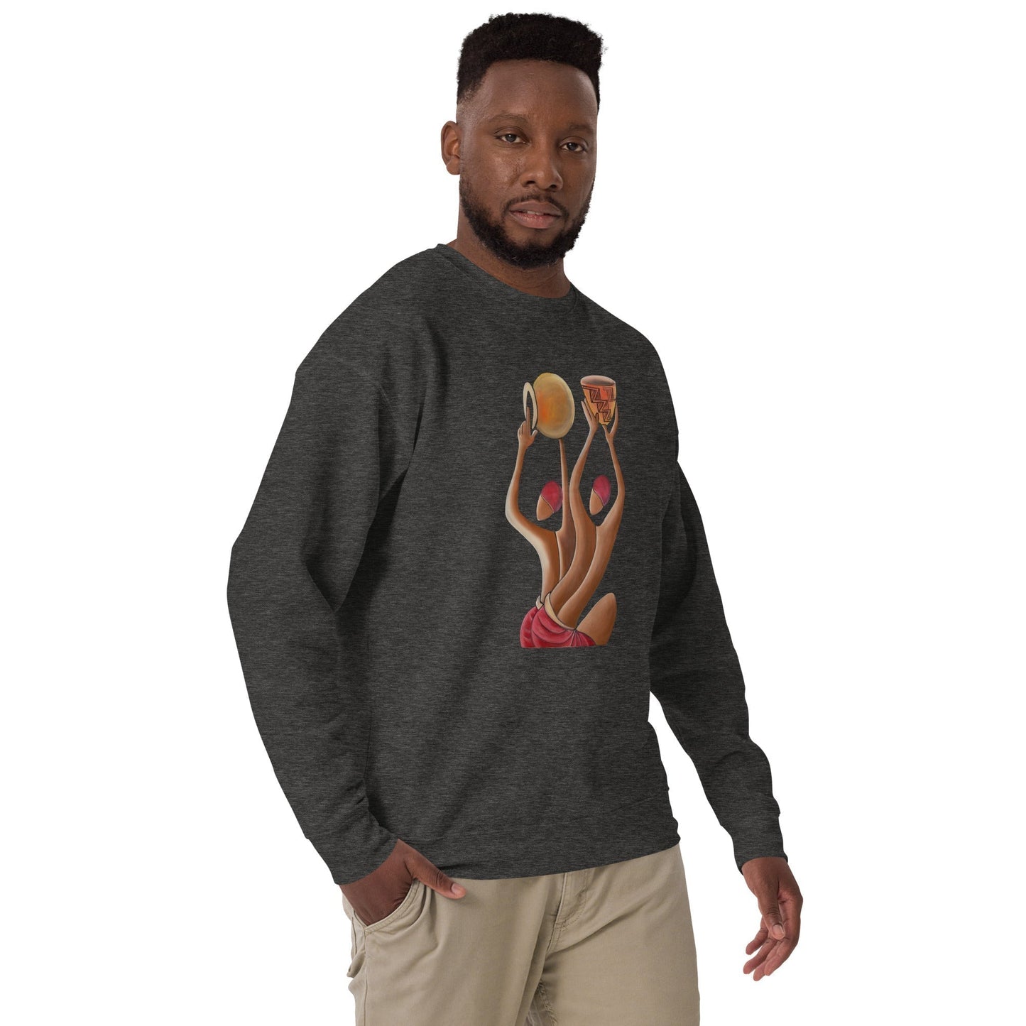 RwandaRenaissance Sweatshirt - Unity and Peace - Pot Makers in Charcoal Heather