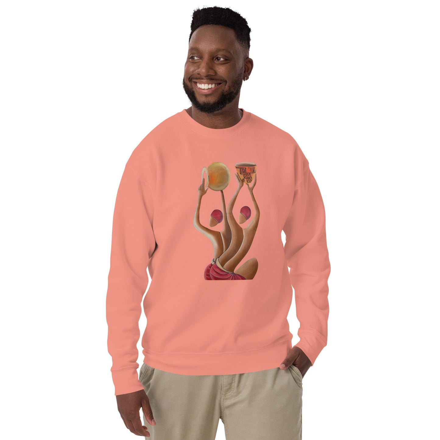 RwandaRenaissance Sweatshirt - Unity and Peace - Pot Makers in Dusty Rose