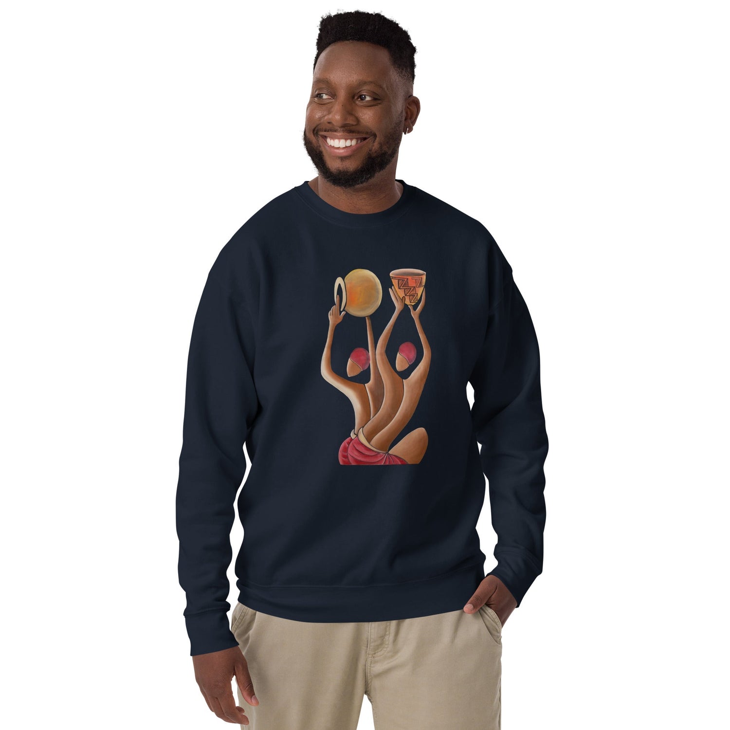 RwandaRenaissance Sweatshirt - Unity and Peace - Pot Makers in Navy Blazer