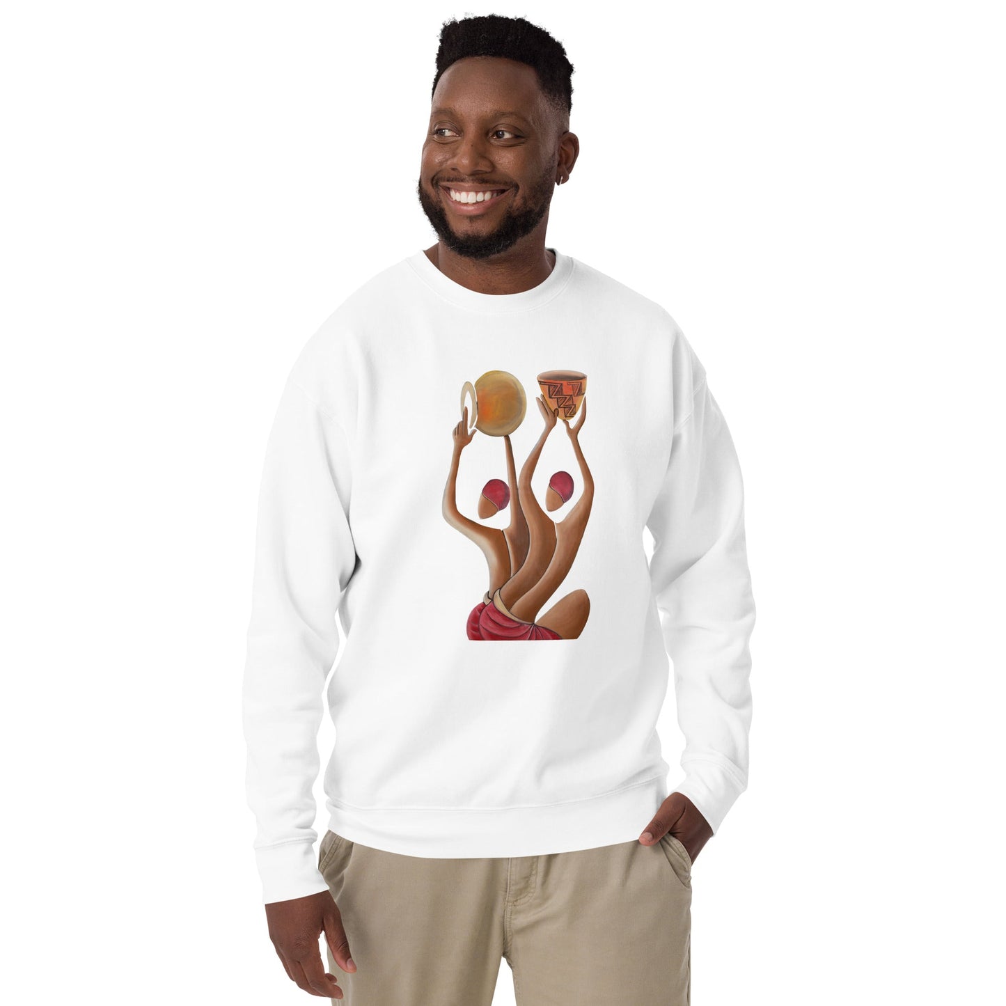 RwandaRenaissance Sweatshirt - Unity and Peace - Pot Makers in White