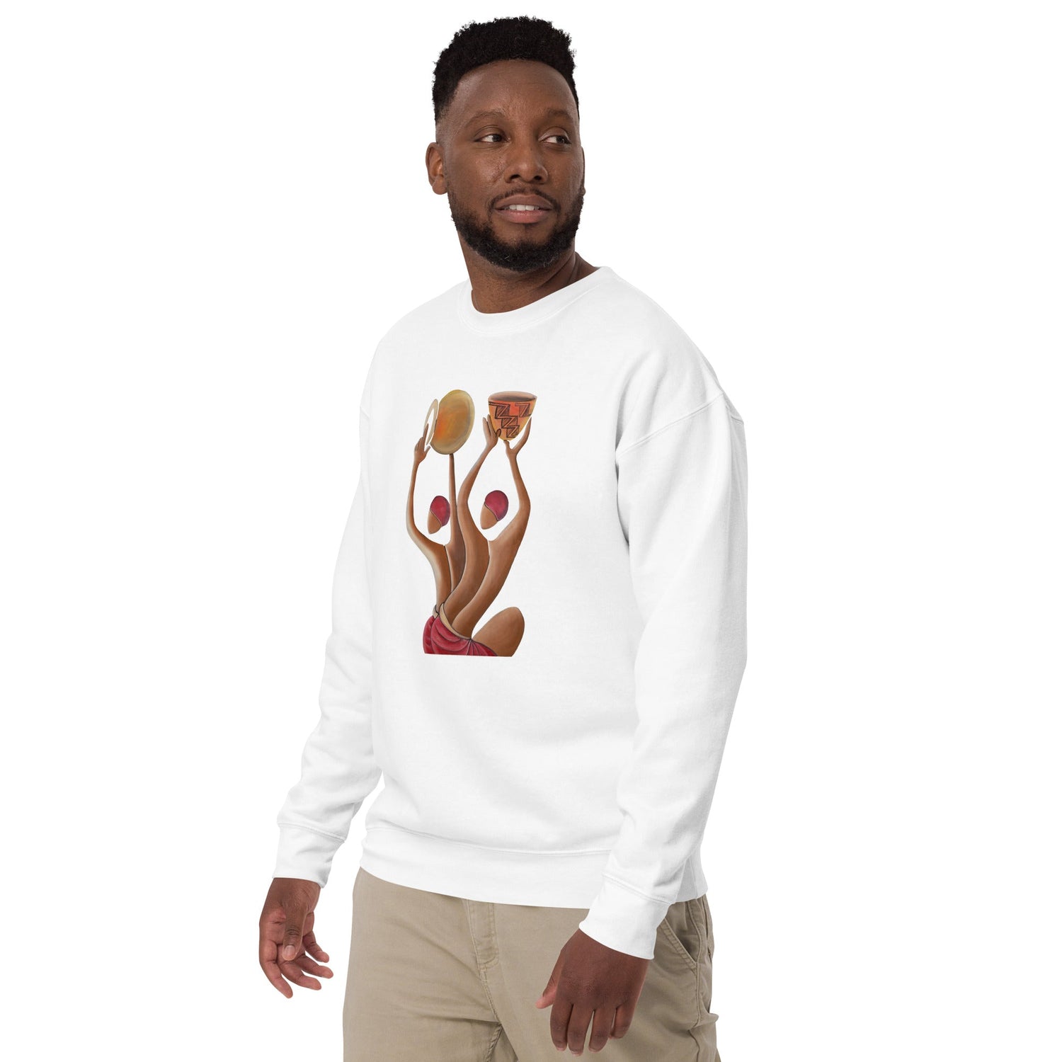 RwandaRenaissance Sweatshirt - Unity and Peace - Pot Makers in White